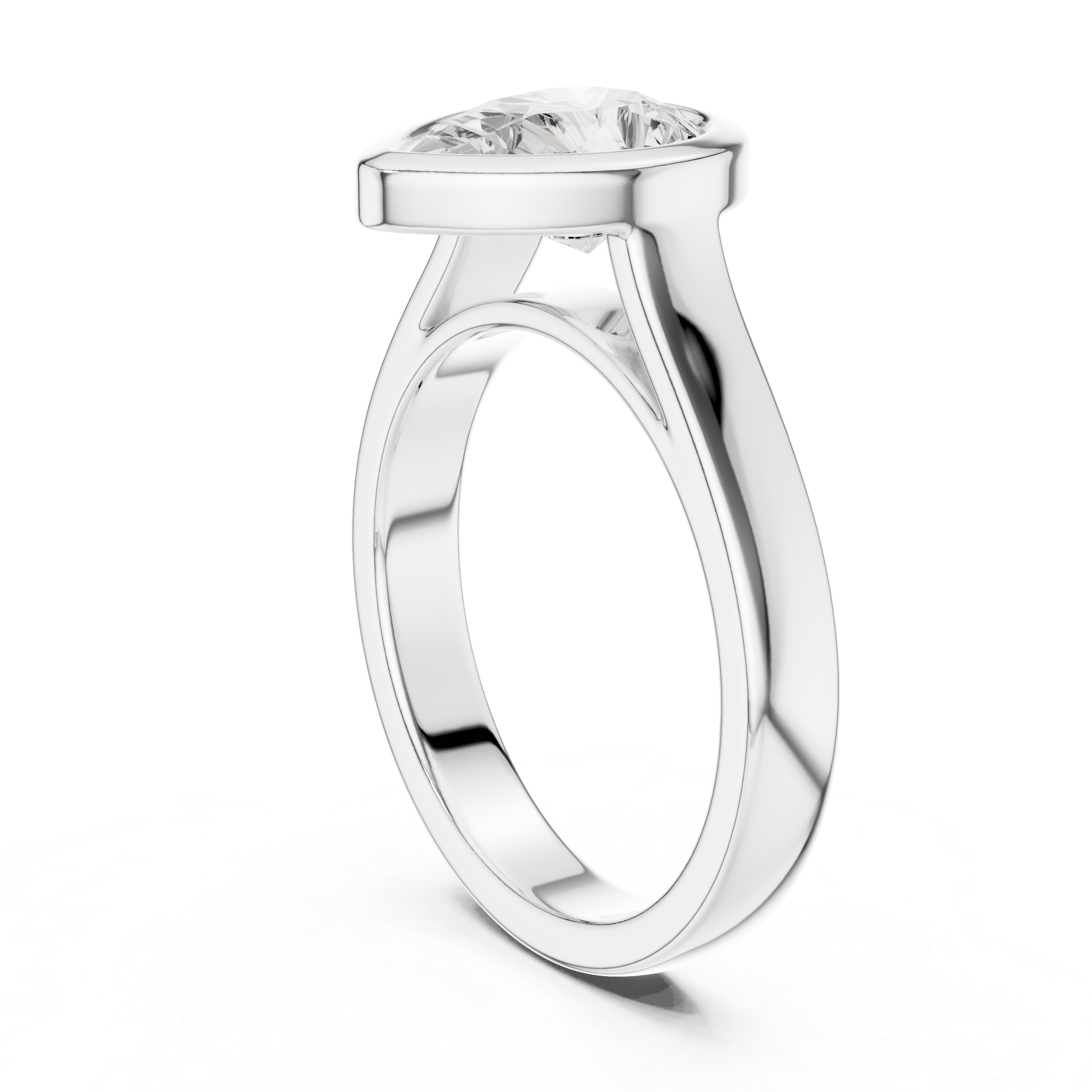 Pear Cut Solitaire Engagement Ring with Bezel Setting