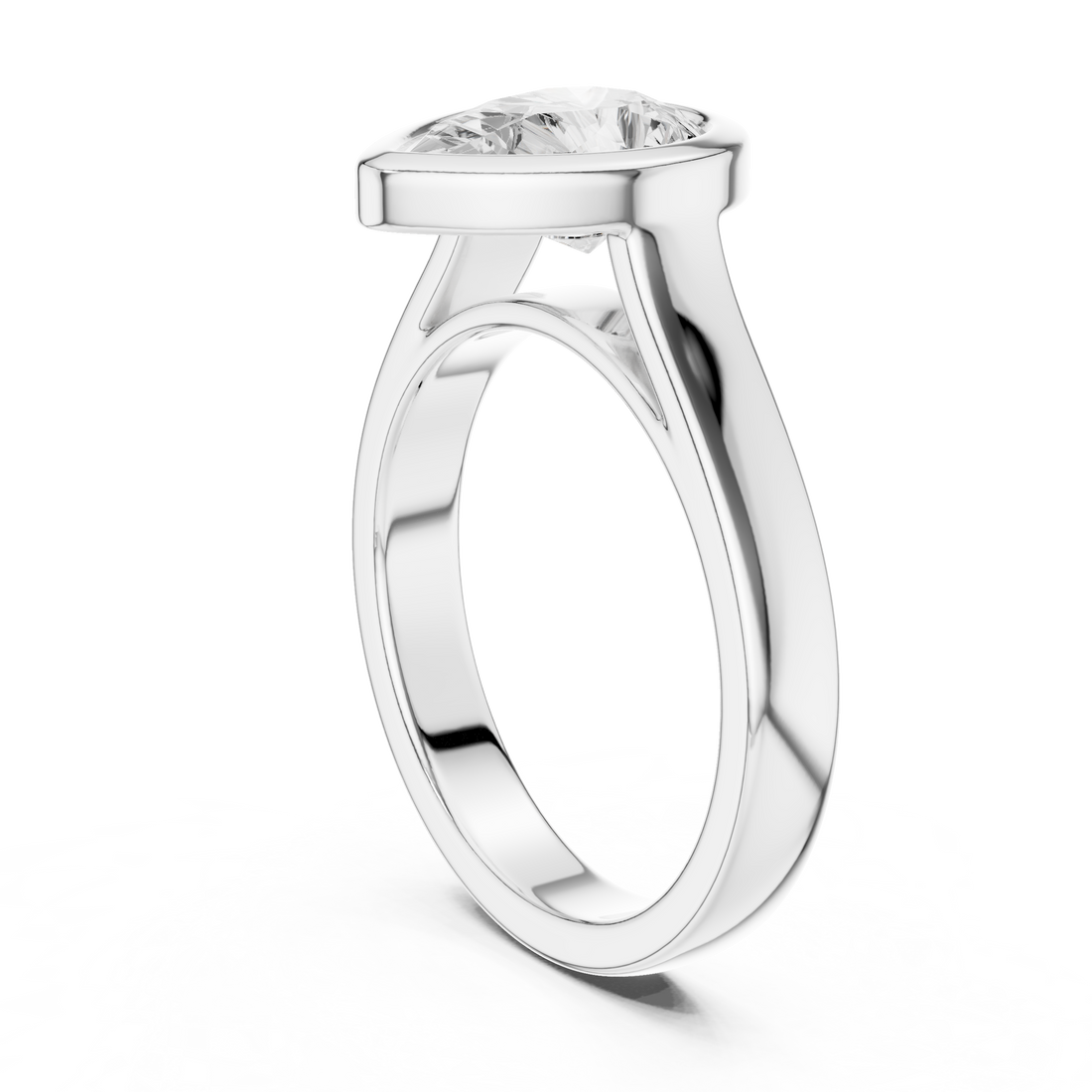 Pear Cut Solitaire Engagement Ring with Bezel Setting