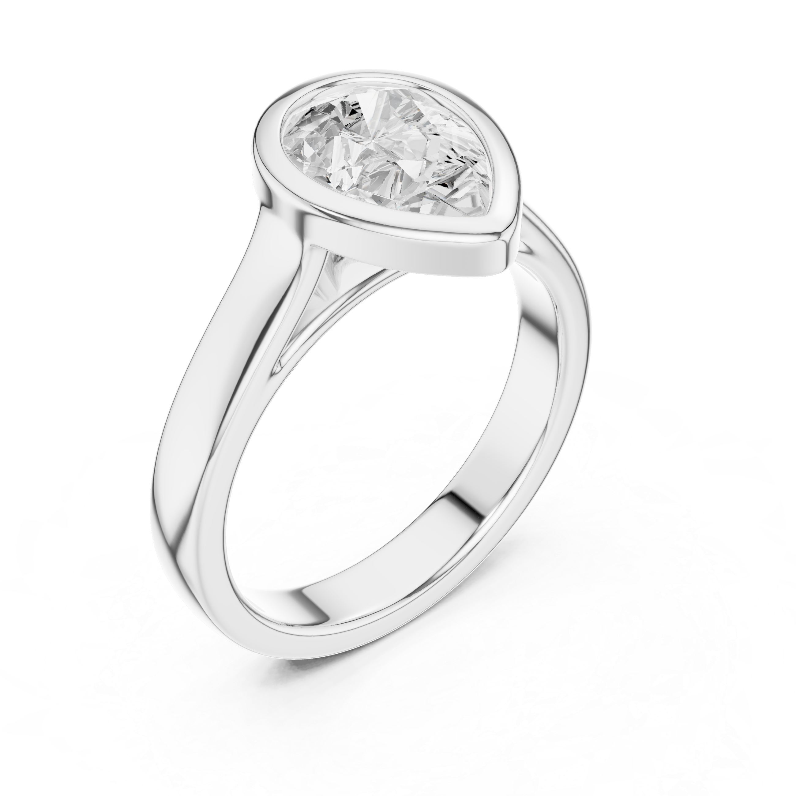 Pear Cut Solitaire Engagement Ring with Bezel Setting
