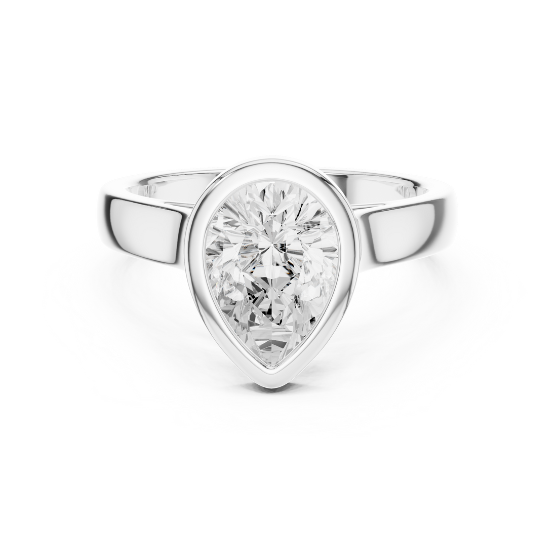 Pear Cut Solitaire Engagement Ring with Bezel Setting