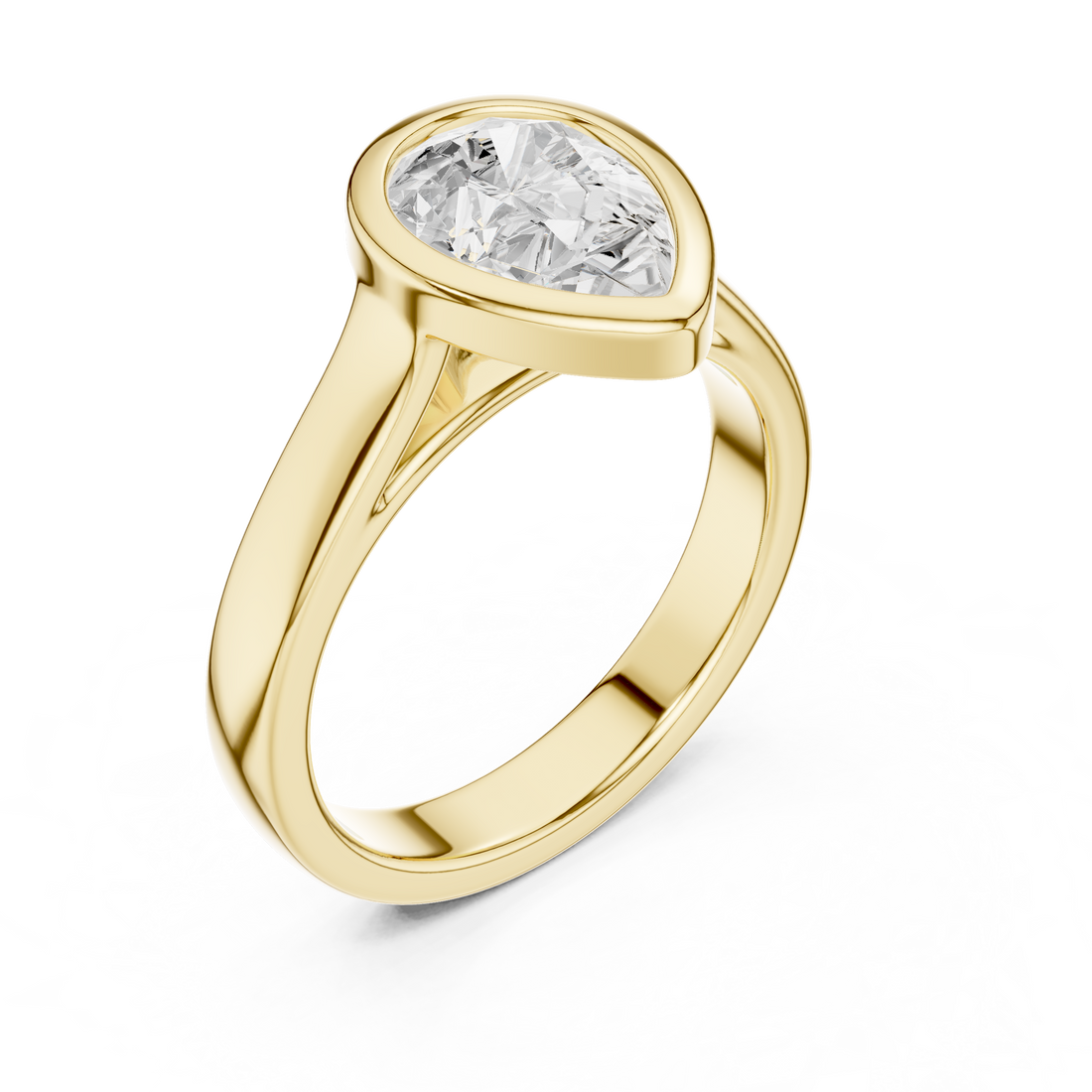 Pear Cut Solitaire Engagement Ring with Bezel Setting