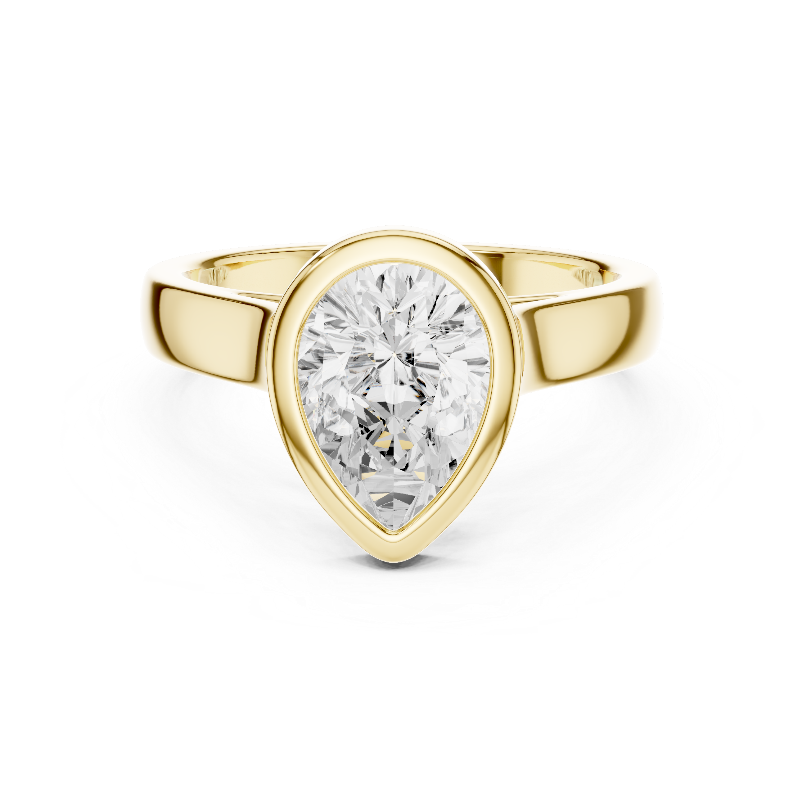 Pear Cut Solitaire Engagement Ring with Bezel Setting