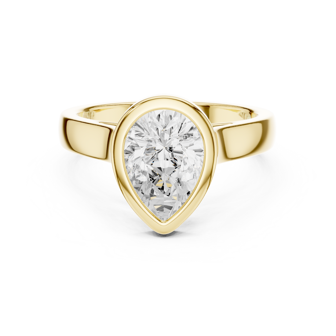 Pear Cut Solitaire Engagement Ring with Bezel Setting