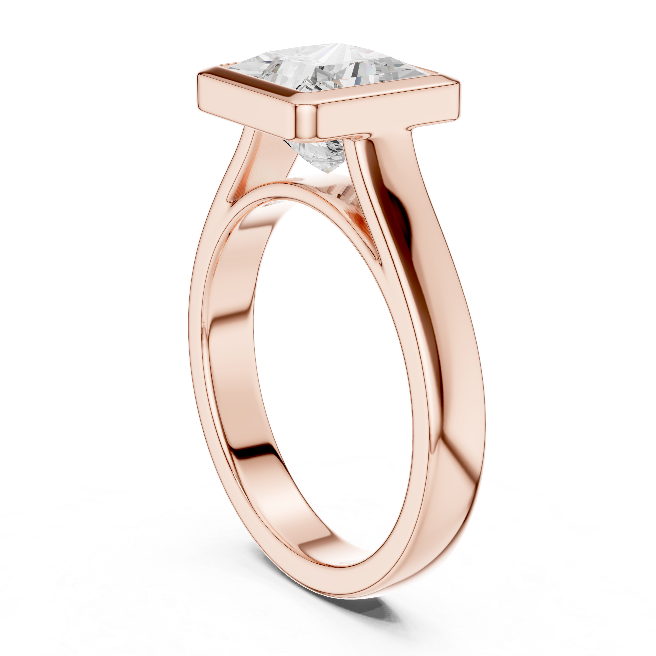 Princess Cut Solitaire Engagement Ring with Bezel Setting