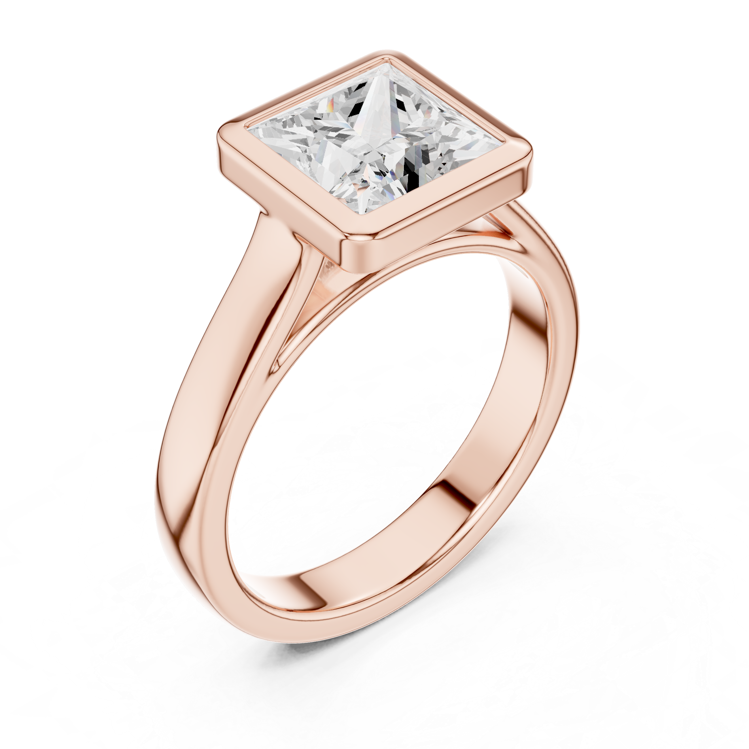 Princess Cut Solitaire Engagement Ring with Bezel Setting