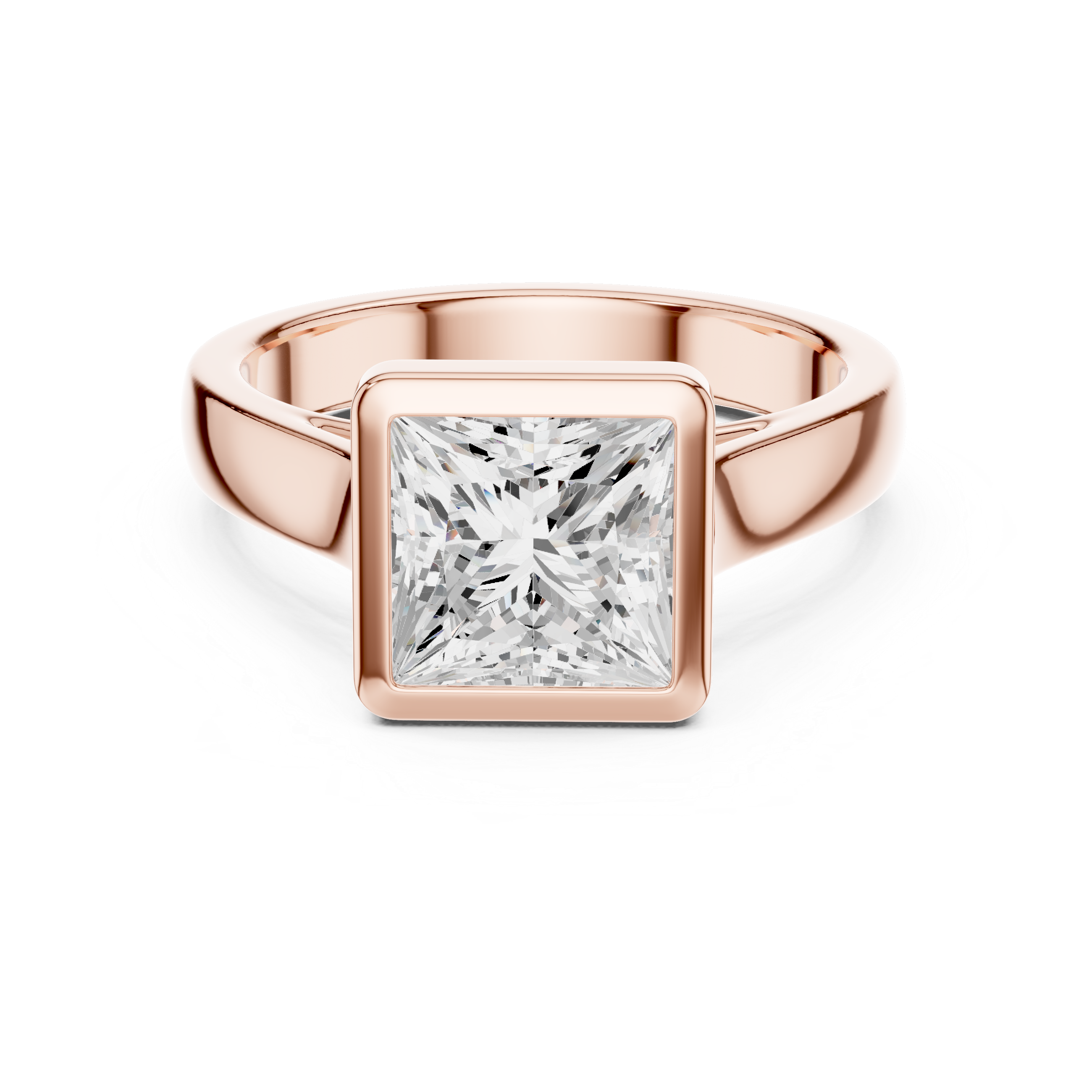 Princess Cut Solitaire Engagement Ring with Bezel Setting