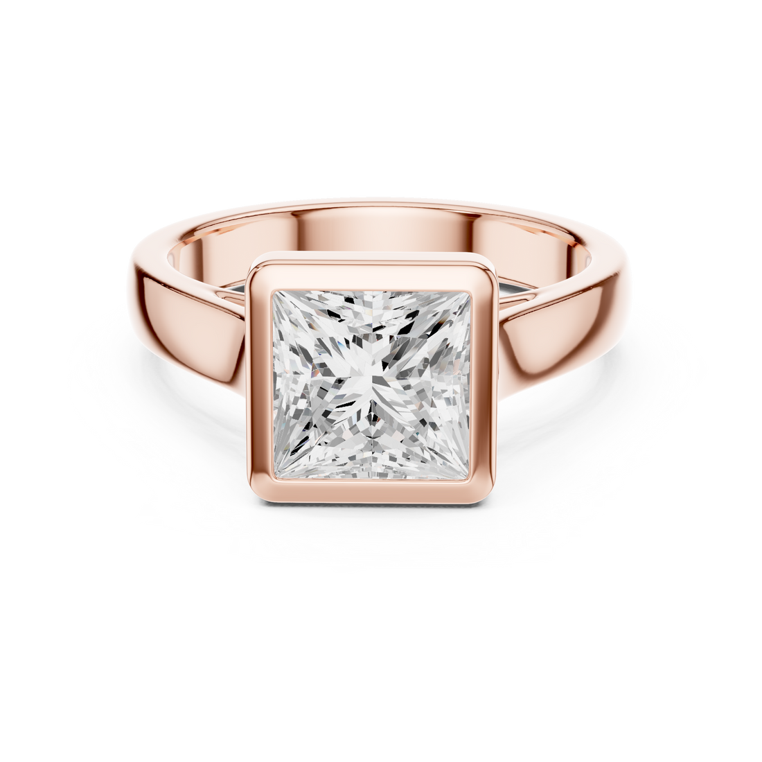 Princess Cut Solitaire Engagement Ring with Bezel Setting