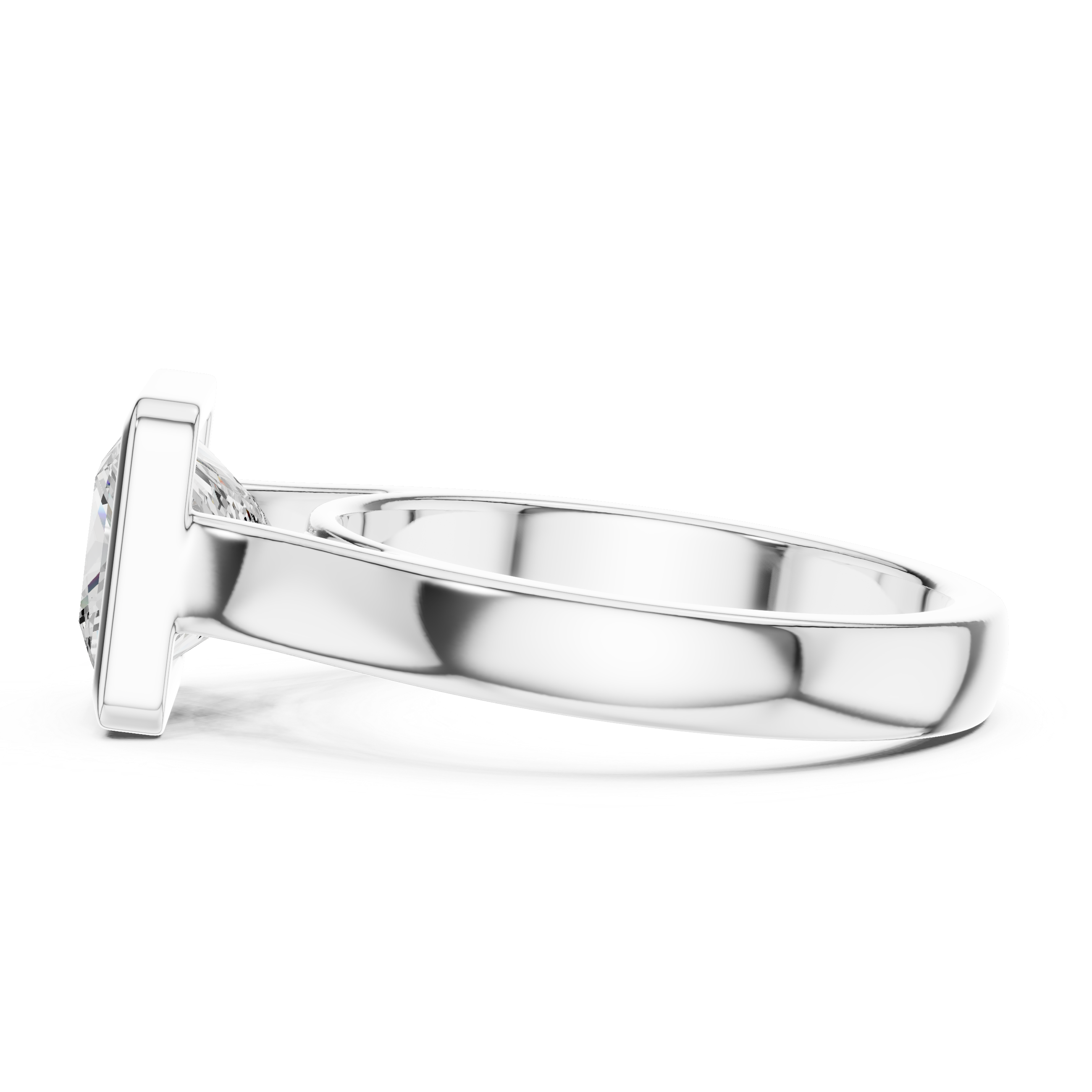 Princess Cut Solitaire Engagement Ring with Bezel Setting