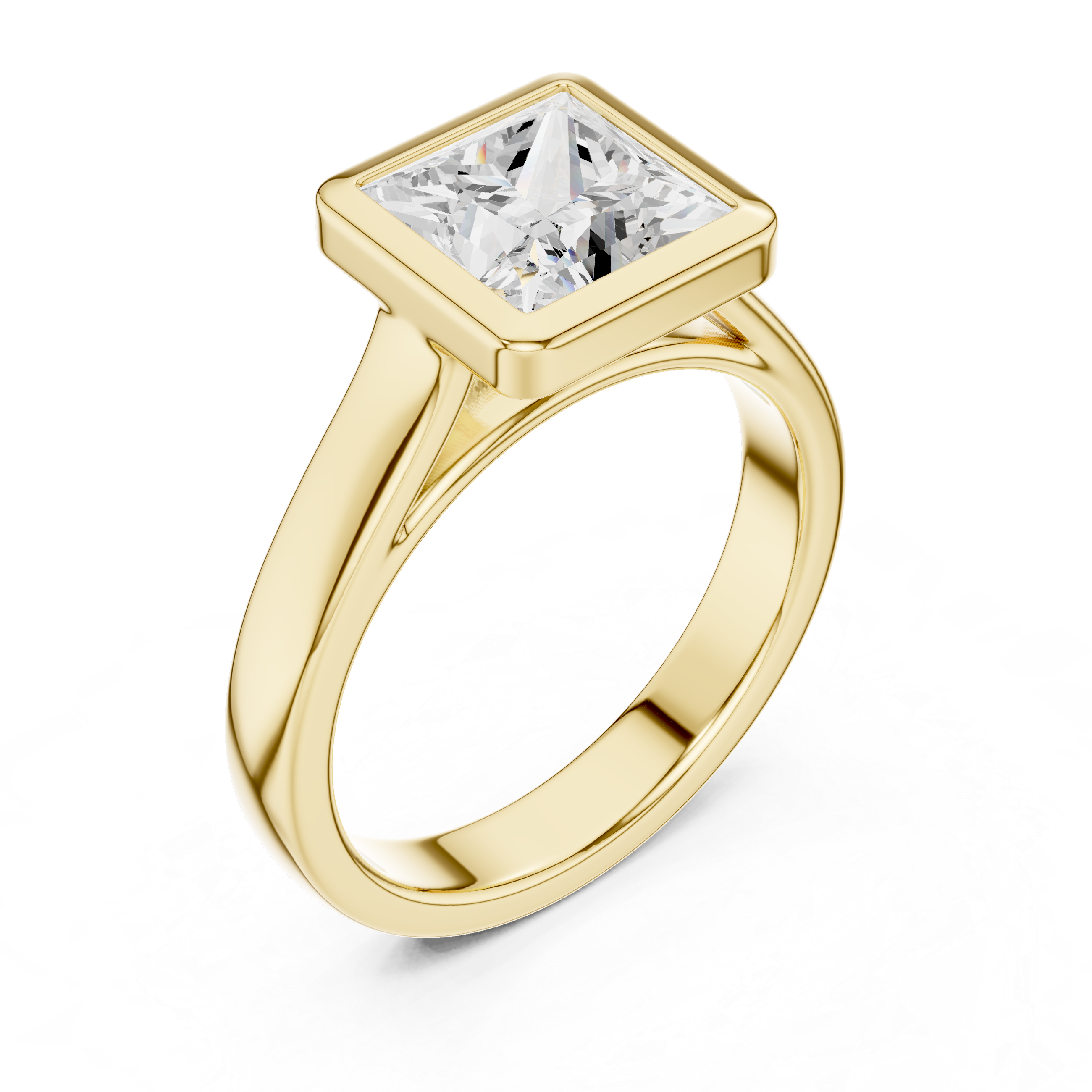 Princess Cut Solitaire Engagement Ring with Bezel Setting