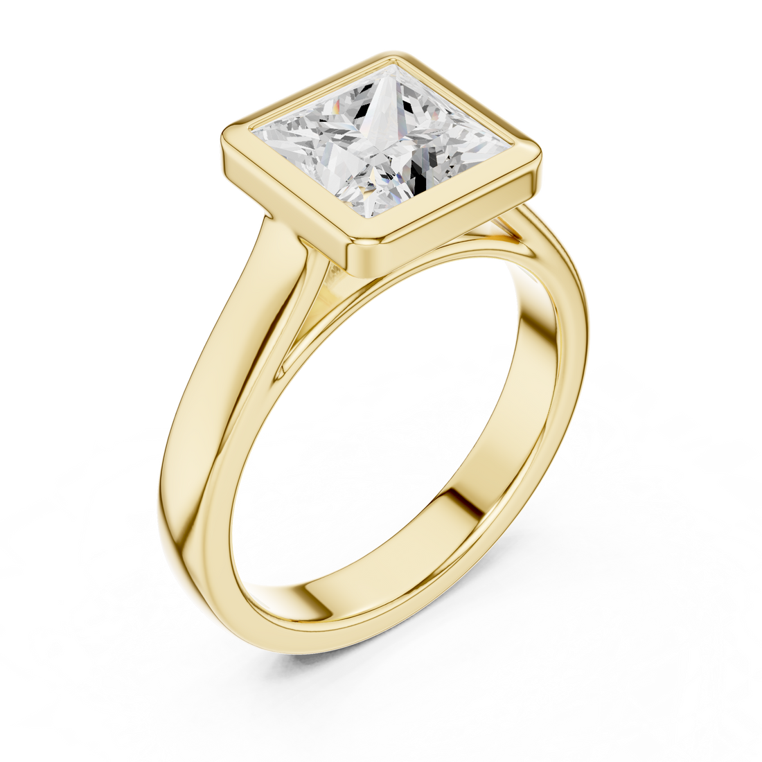 Princess Cut Solitaire Engagement Ring with Bezel Setting