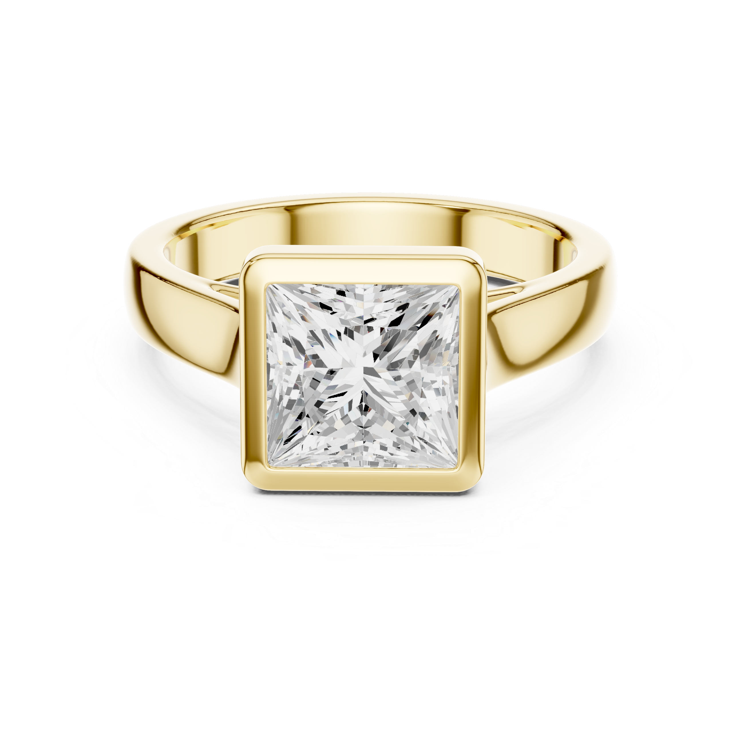 Princess Cut Solitaire Engagement Ring with Bezel Setting