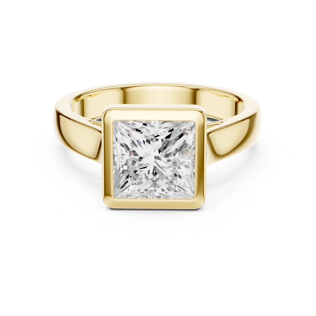 Princess Cut Solitaire Engagement Ring with Bezel Setting