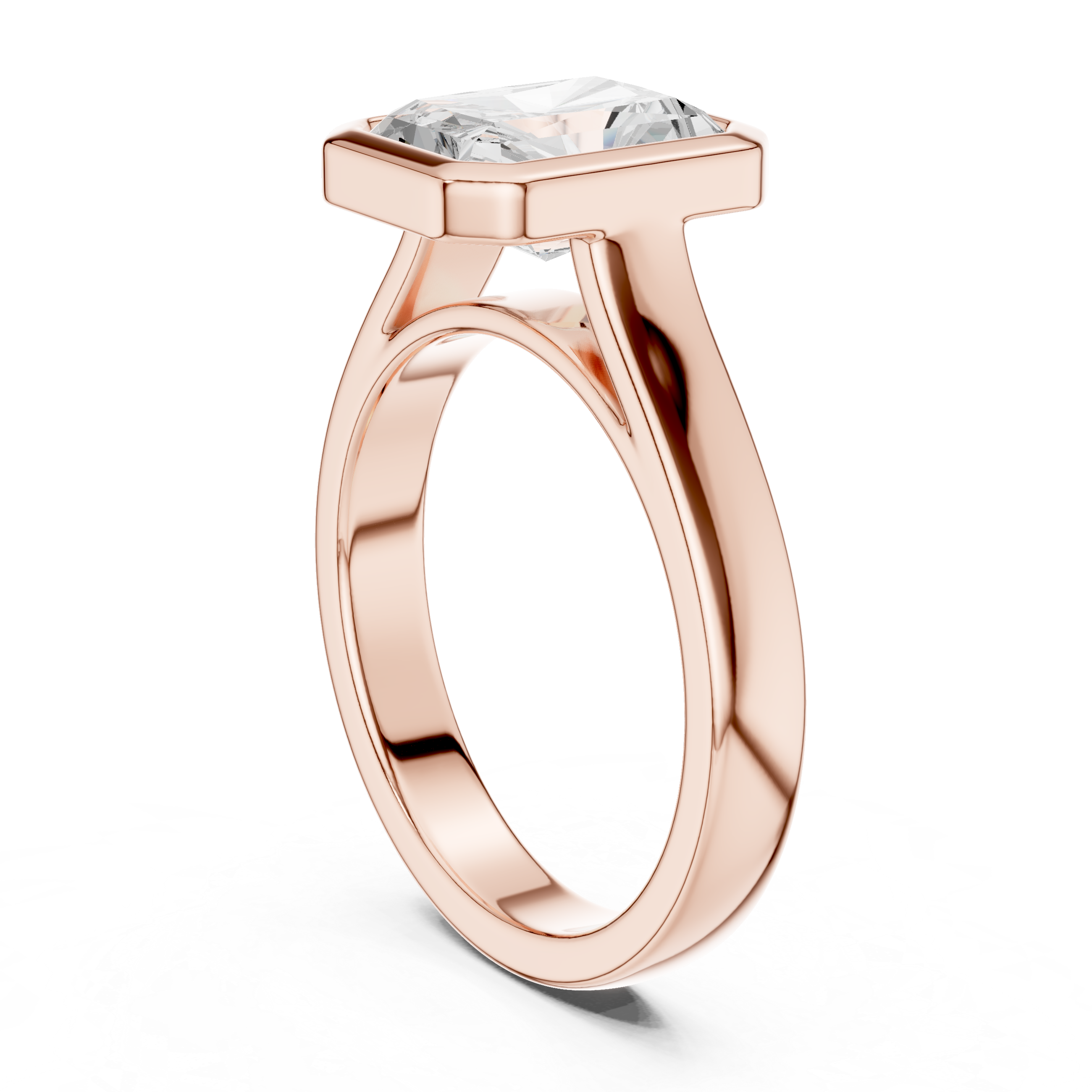Radiant Cut Solitaire Engagement Ring with Bezel Setting