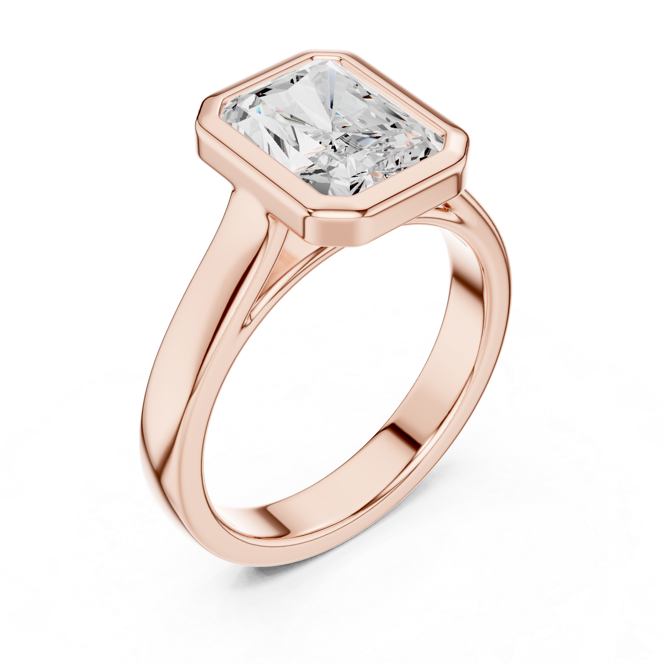 Radiant Cut Solitaire Engagement Ring with Bezel Setting