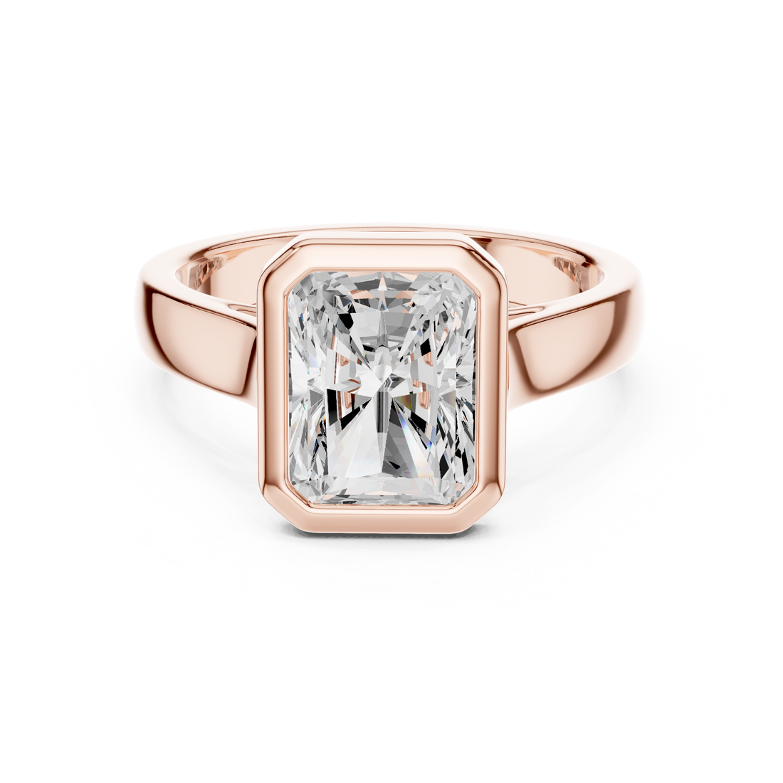 Radiant Cut Solitaire Engagement Ring with Bezel Setting