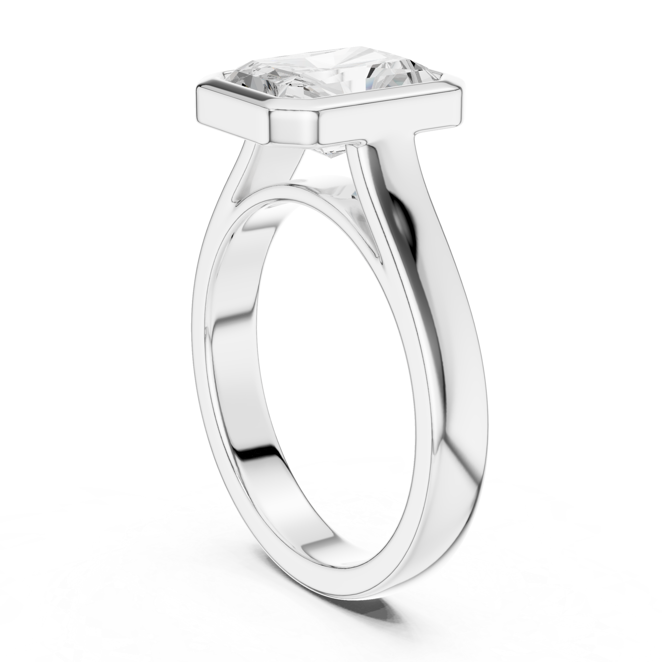 Radiant Cut Solitaire Engagement Ring with Bezel Setting
