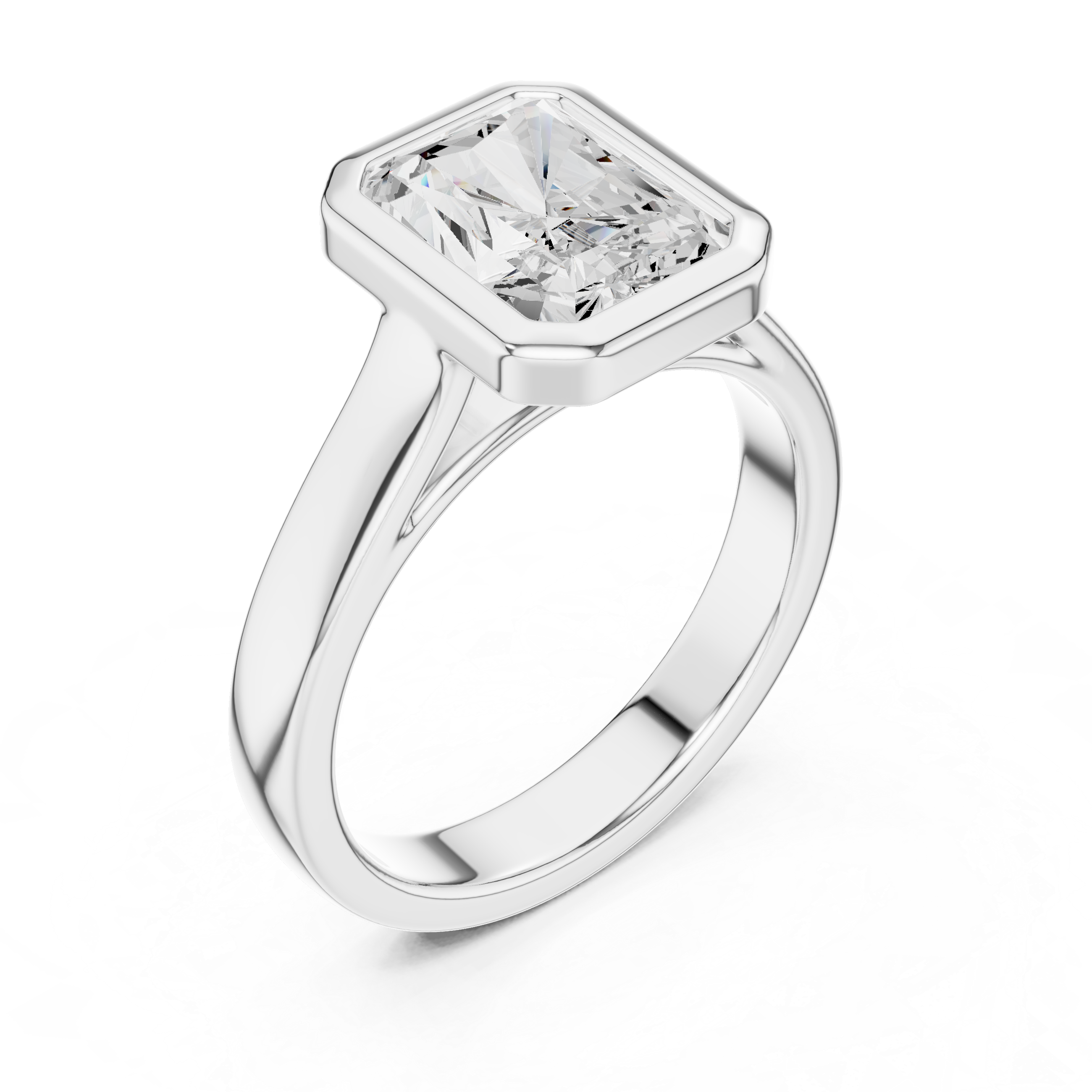 Radiant Cut Solitaire Engagement Ring with Bezel Setting