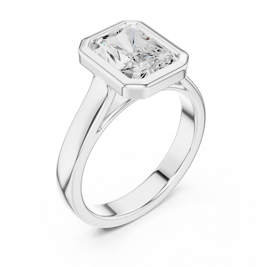 Radiant Cut Solitaire Engagement Ring with Bezel Setting