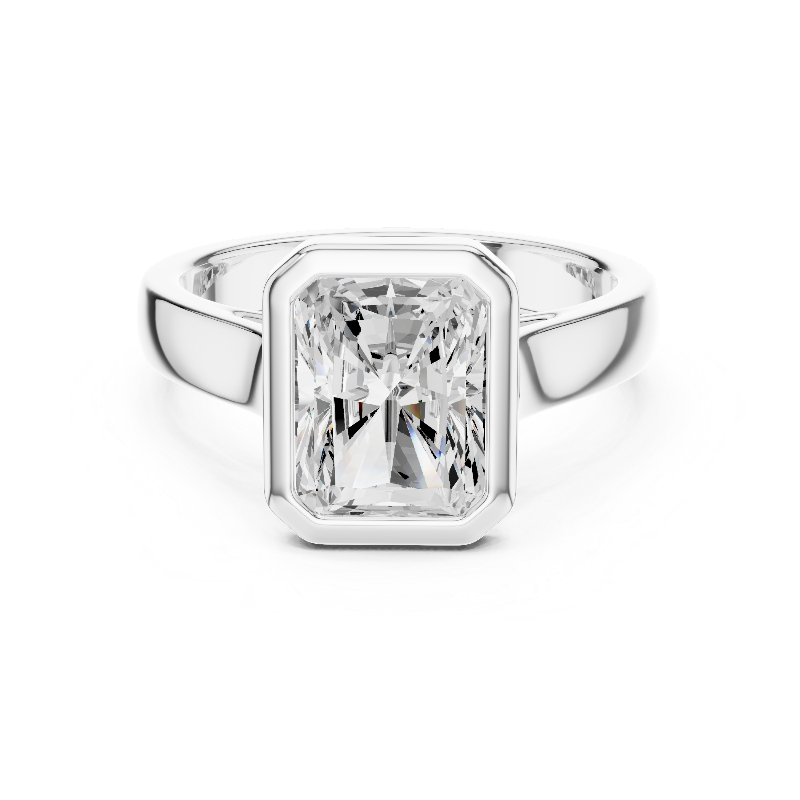 Radiant Cut Solitaire Engagement Ring with Bezel Setting