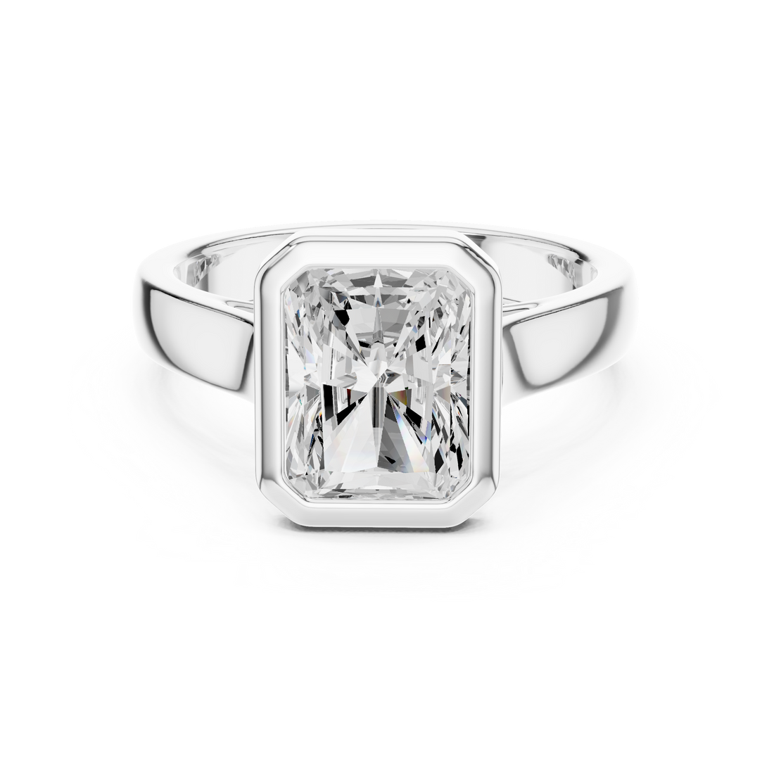 Radiant Cut Solitaire Engagement Ring with Bezel Setting