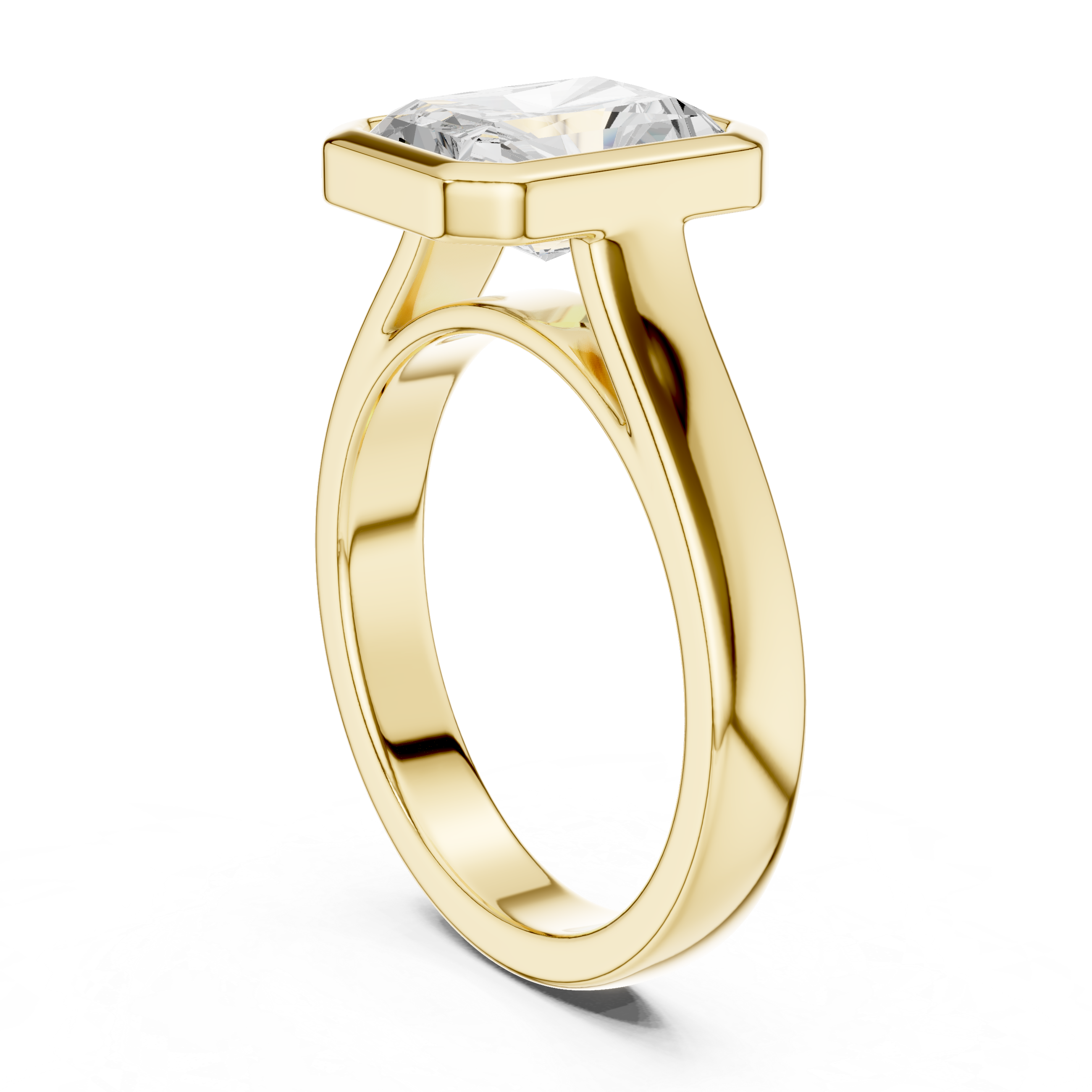 Radiant Cut Solitaire Engagement Ring with Bezel Setting