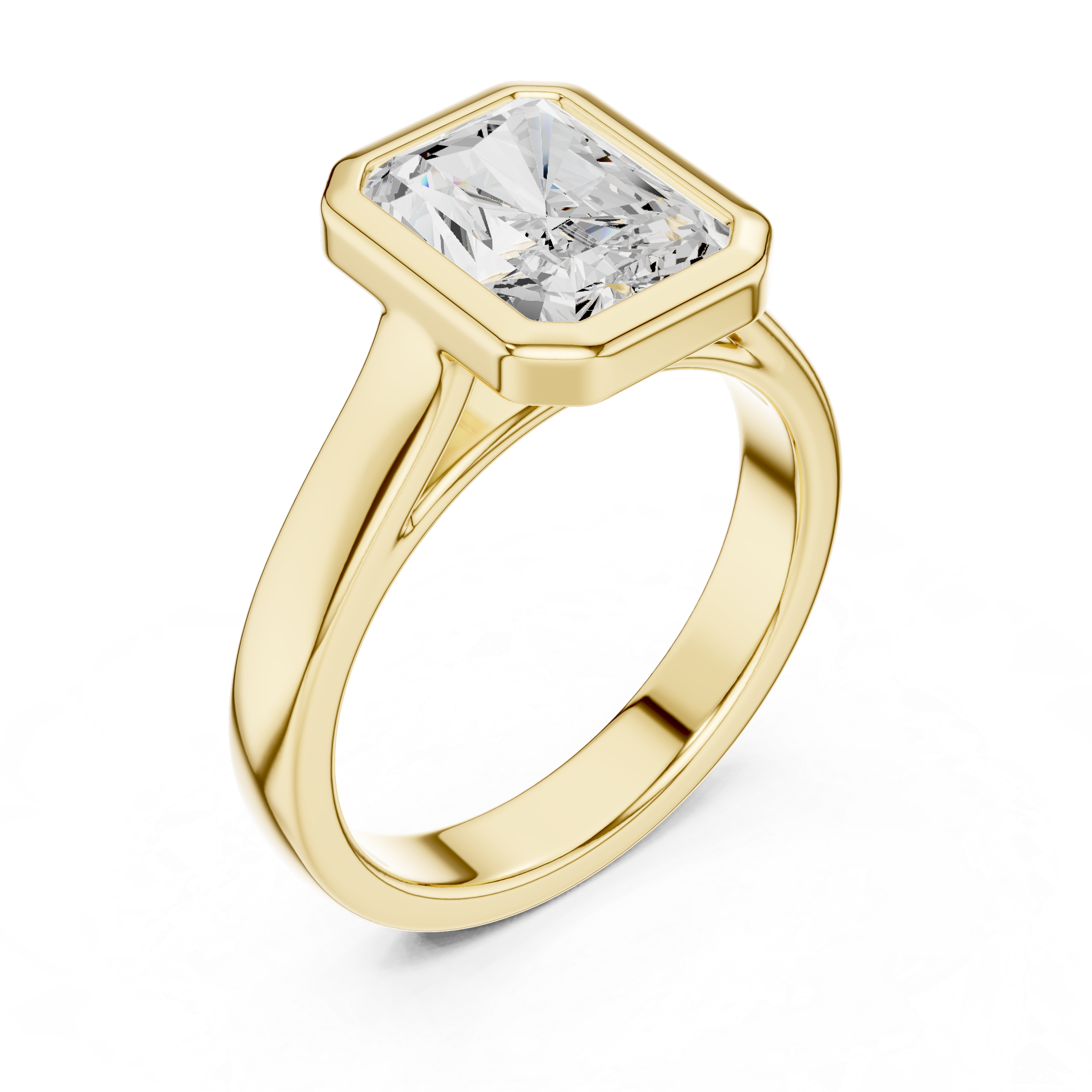 Radiant Cut Solitaire Engagement Ring with Bezel Setting