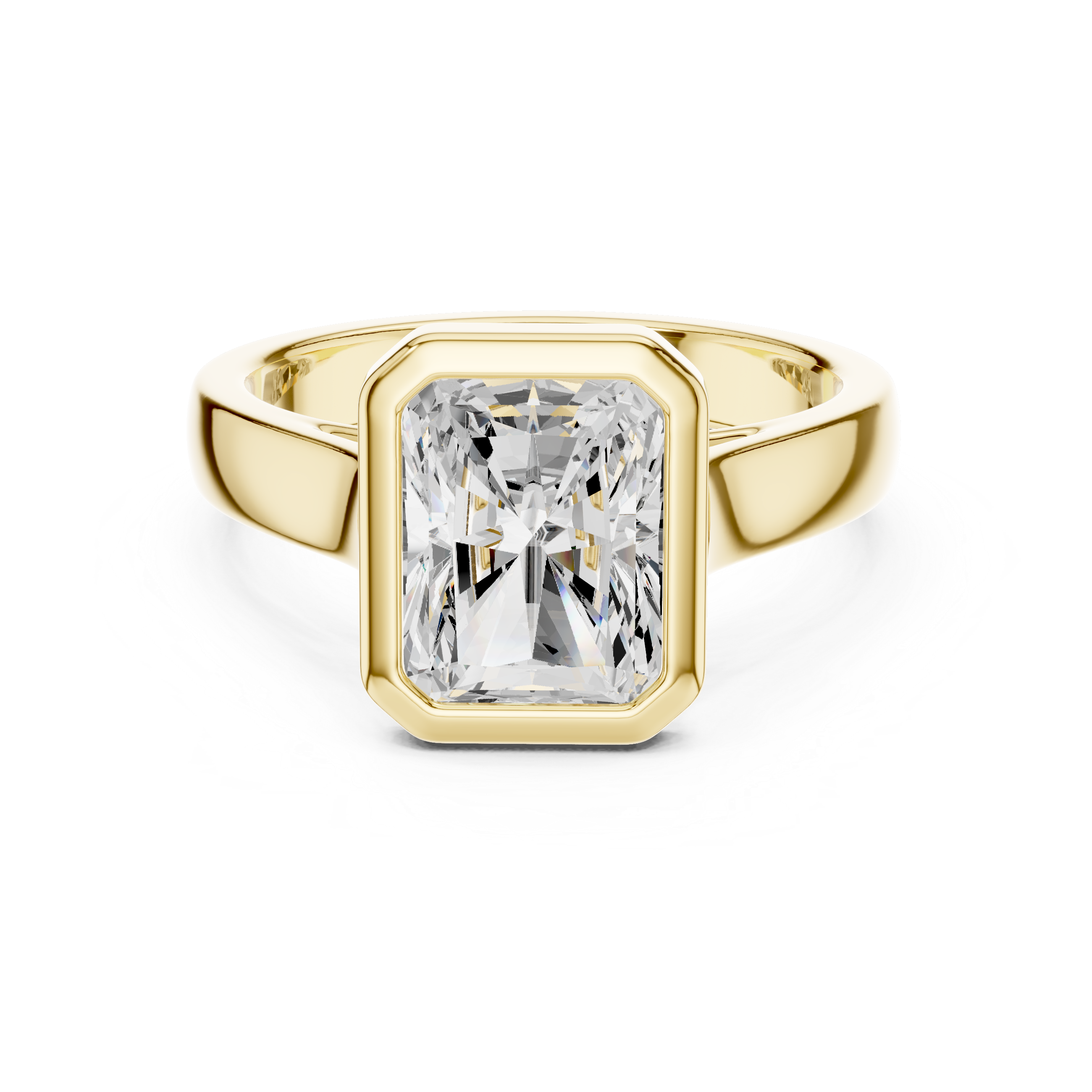 Radiant Cut Solitaire Engagement Ring with Bezel Setting