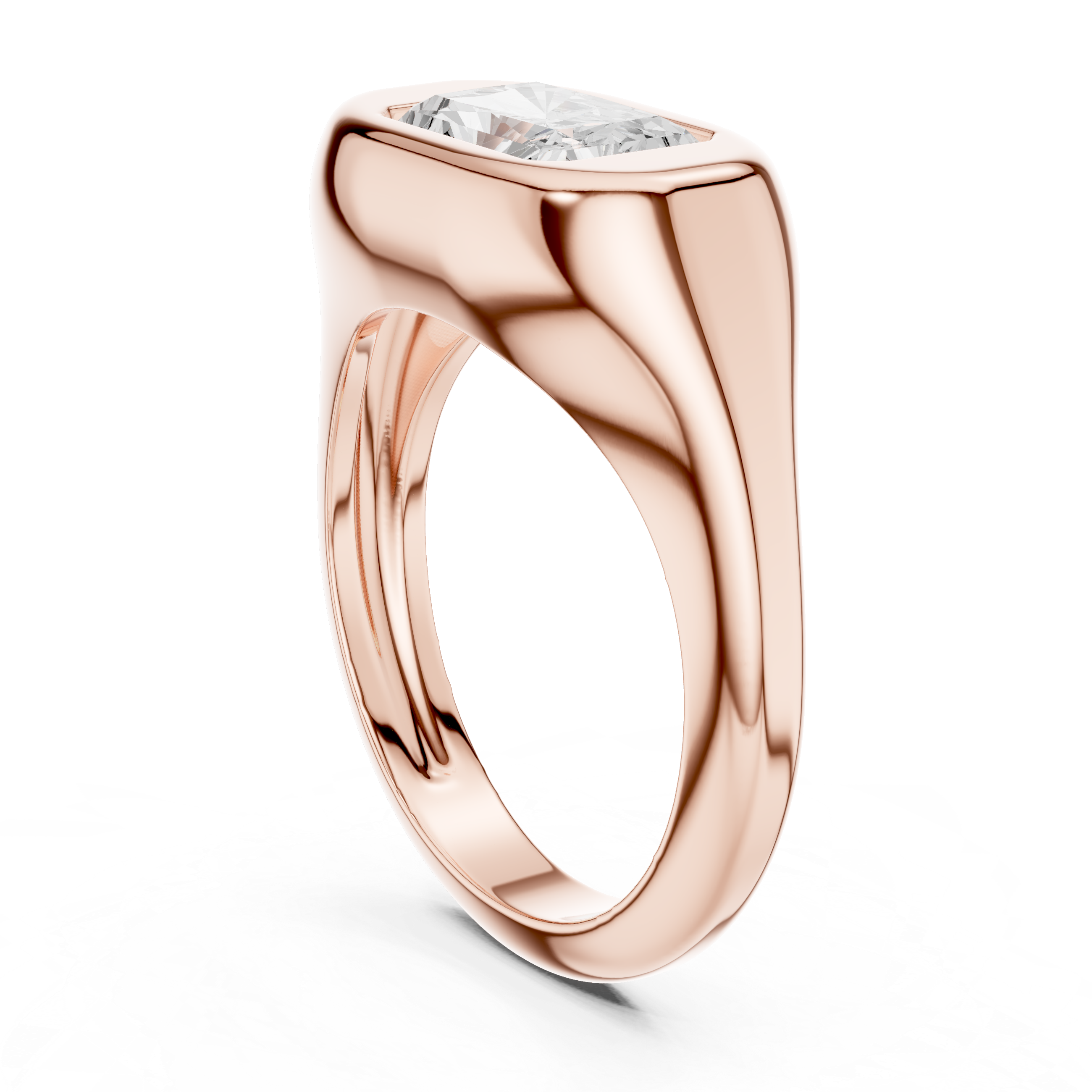 Radiant Cut Diamond Ring with Bezel Signet Setting