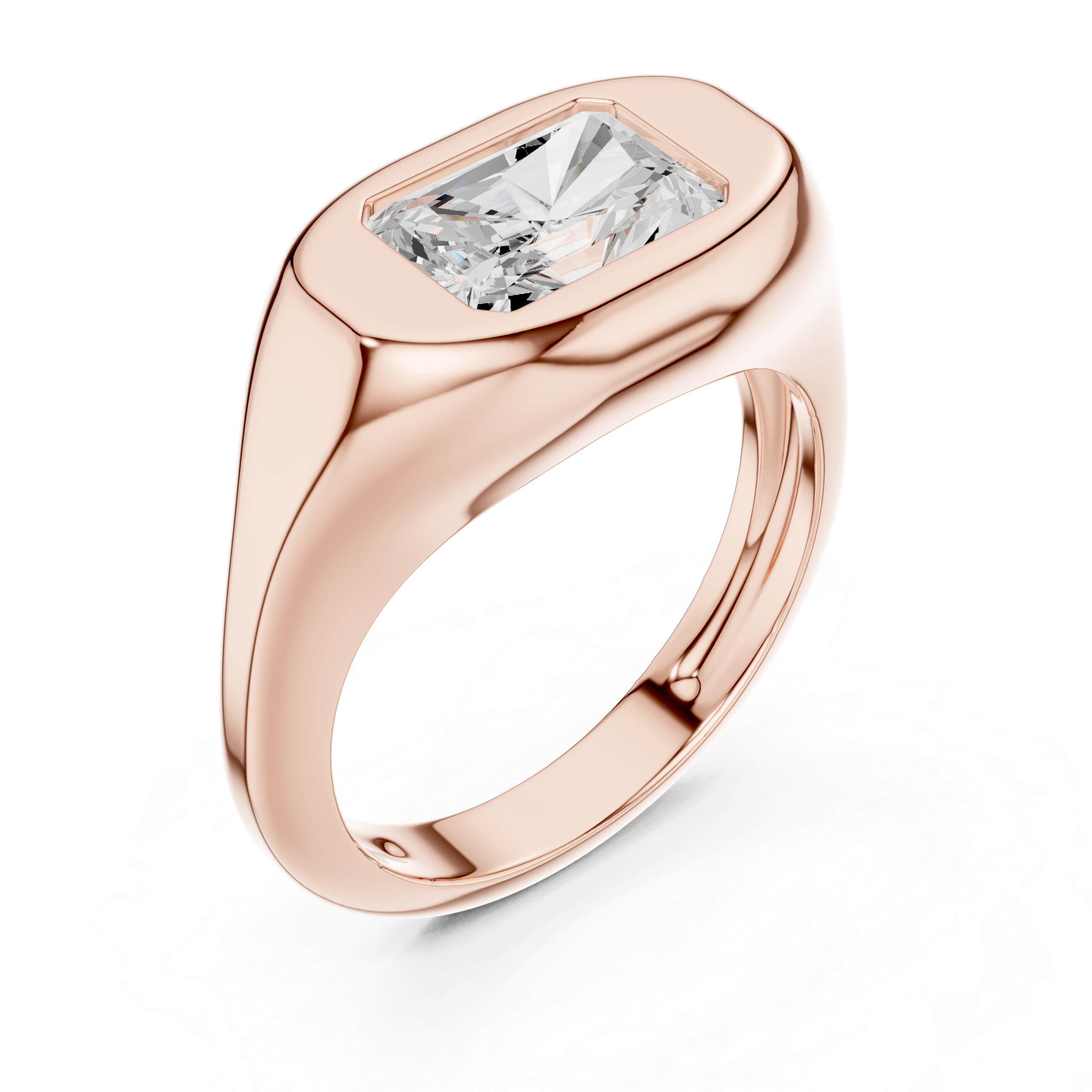 Radiant Cut Diamond Ring with Bezel Signet Setting