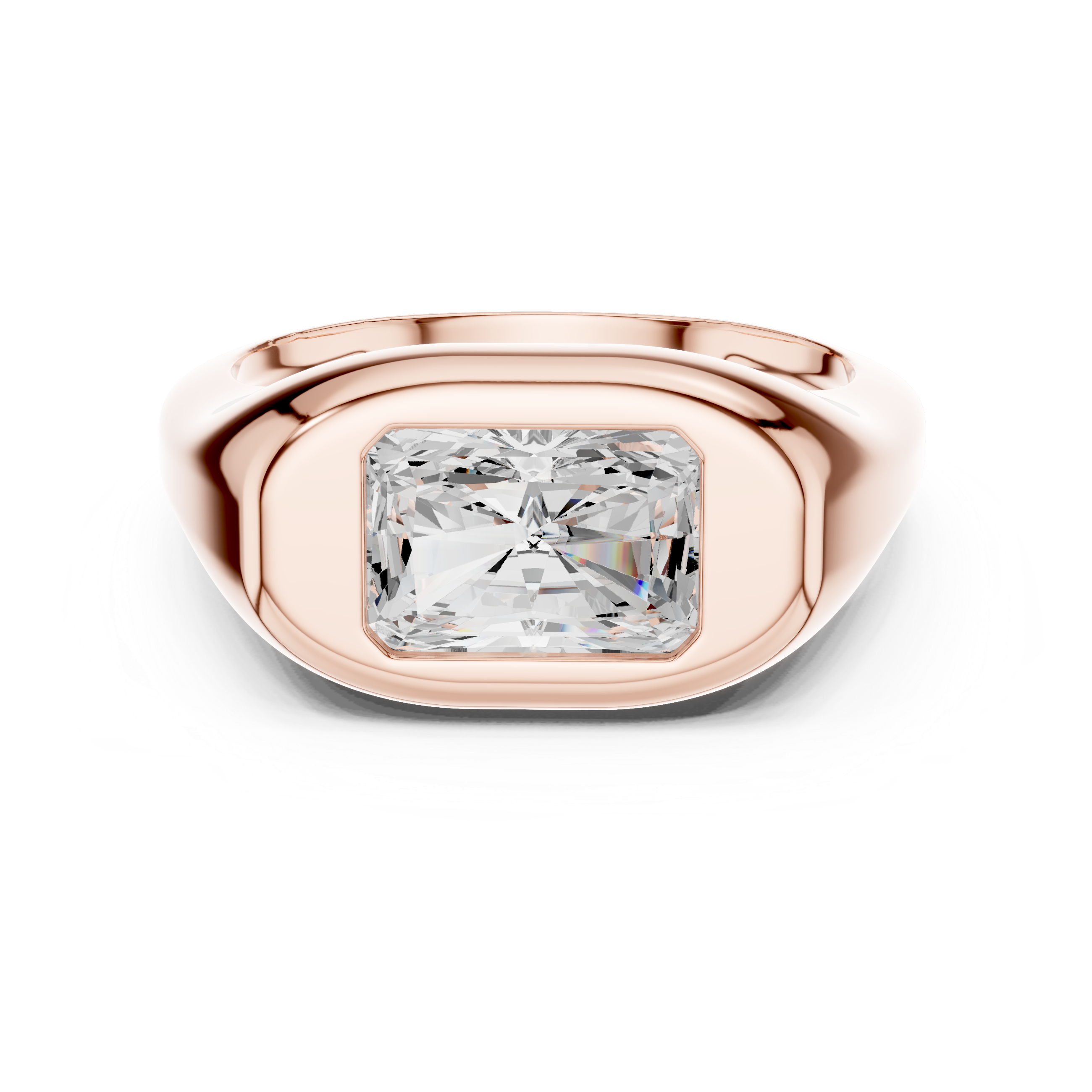 Radiant Cut Diamond Ring with Bezel Signet Setting