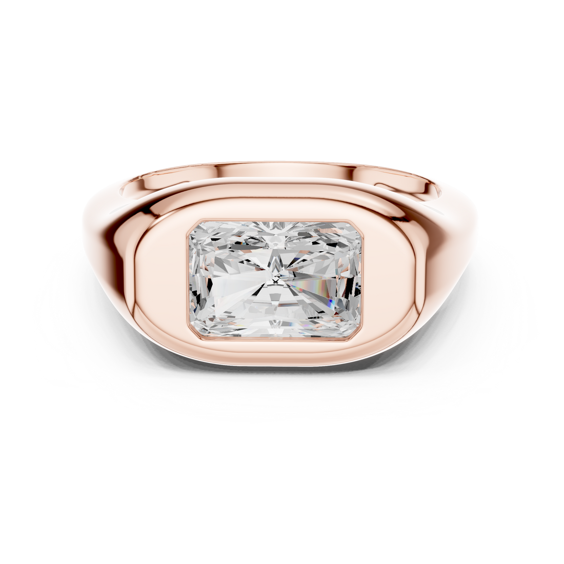Radiant Cut Diamond Ring with Bezel Signet Setting
