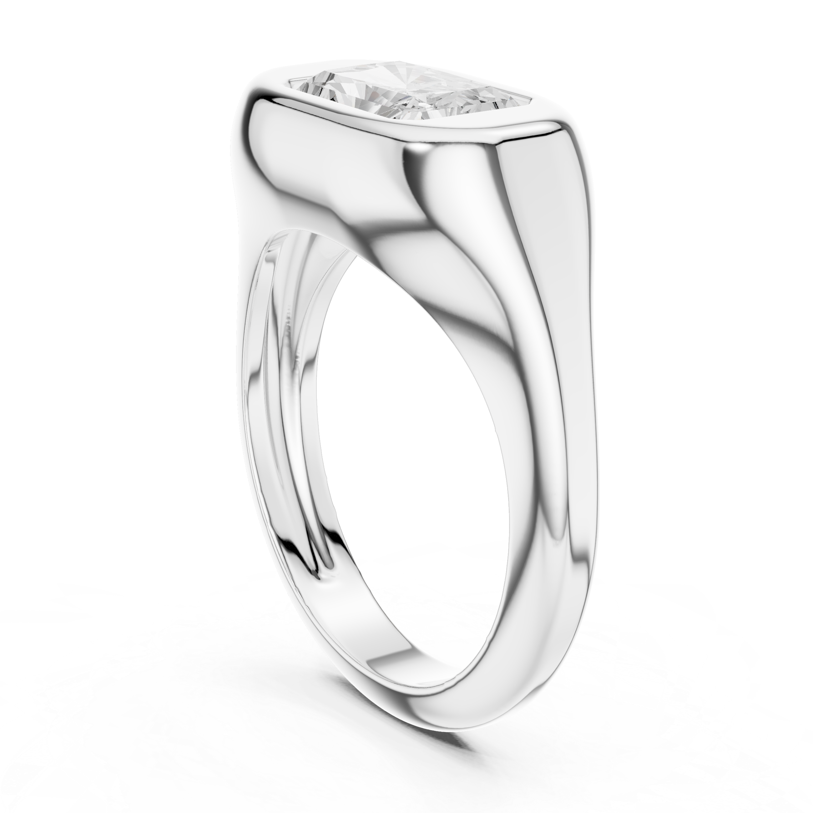 Radiant Cut Diamond Ring with Bezel Signet Setting