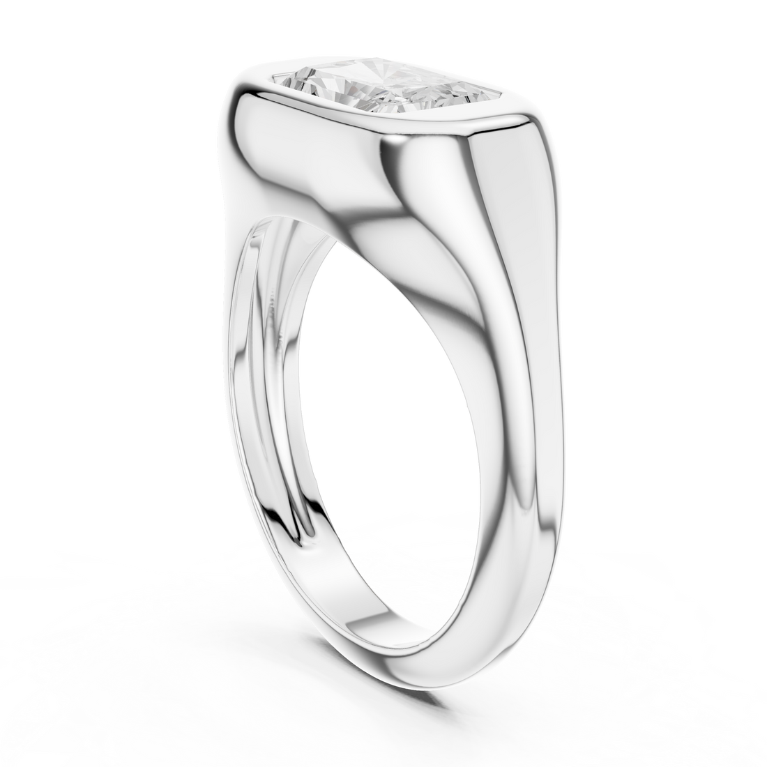 Radiant Cut Diamond Ring with Bezel Signet Setting