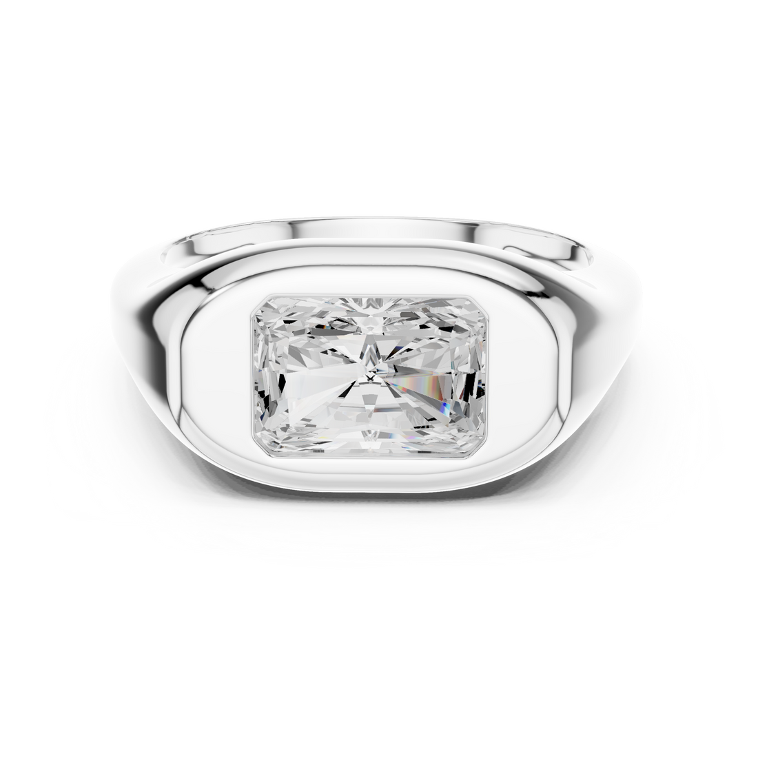 Radiant Cut Diamond Ring with Bezel Signet Setting