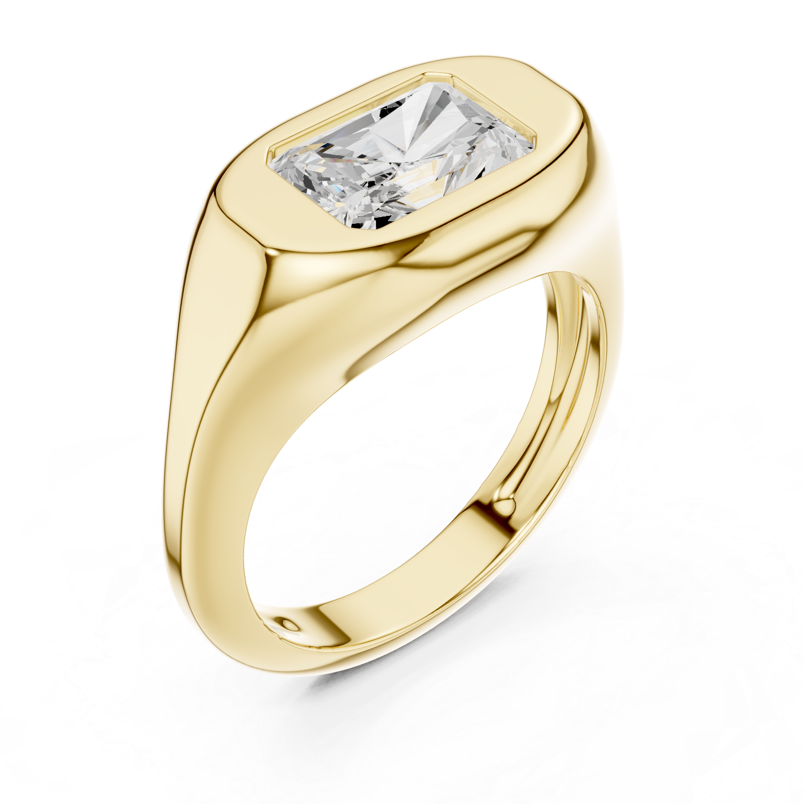 Radiant Cut Diamond Ring with Bezel Signet Setting