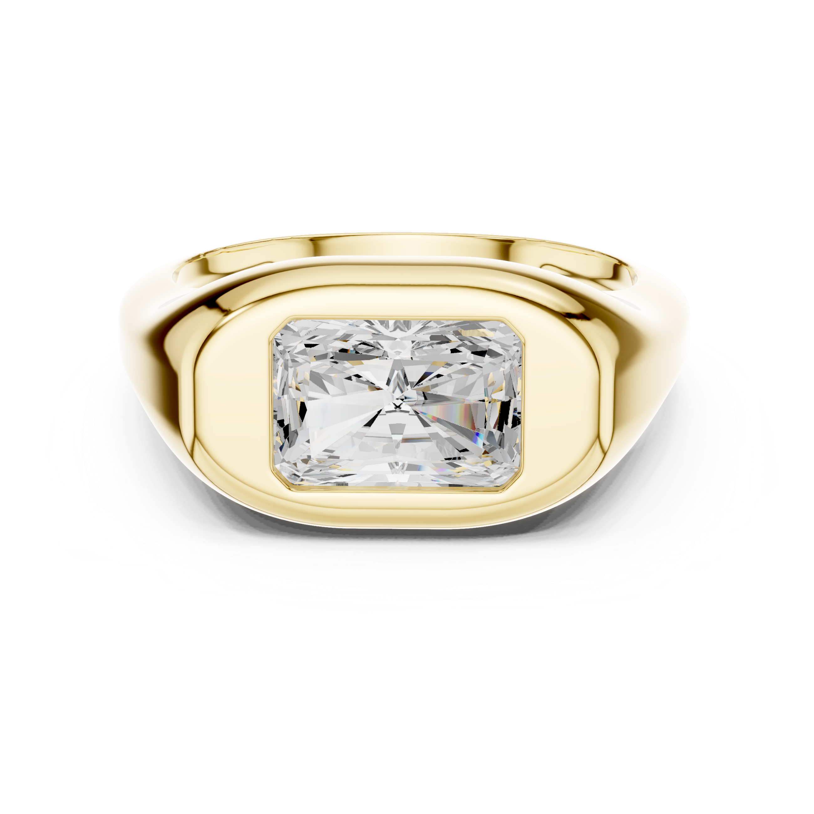 Radiant Cut Diamond Ring with Bezel Signet Setting