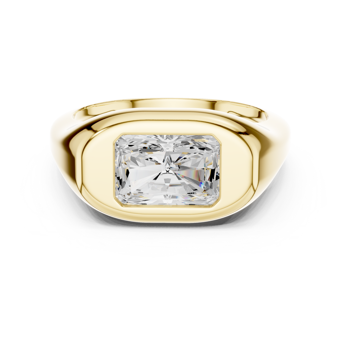 Radiant Cut Diamond Ring with Bezel Signet Setting