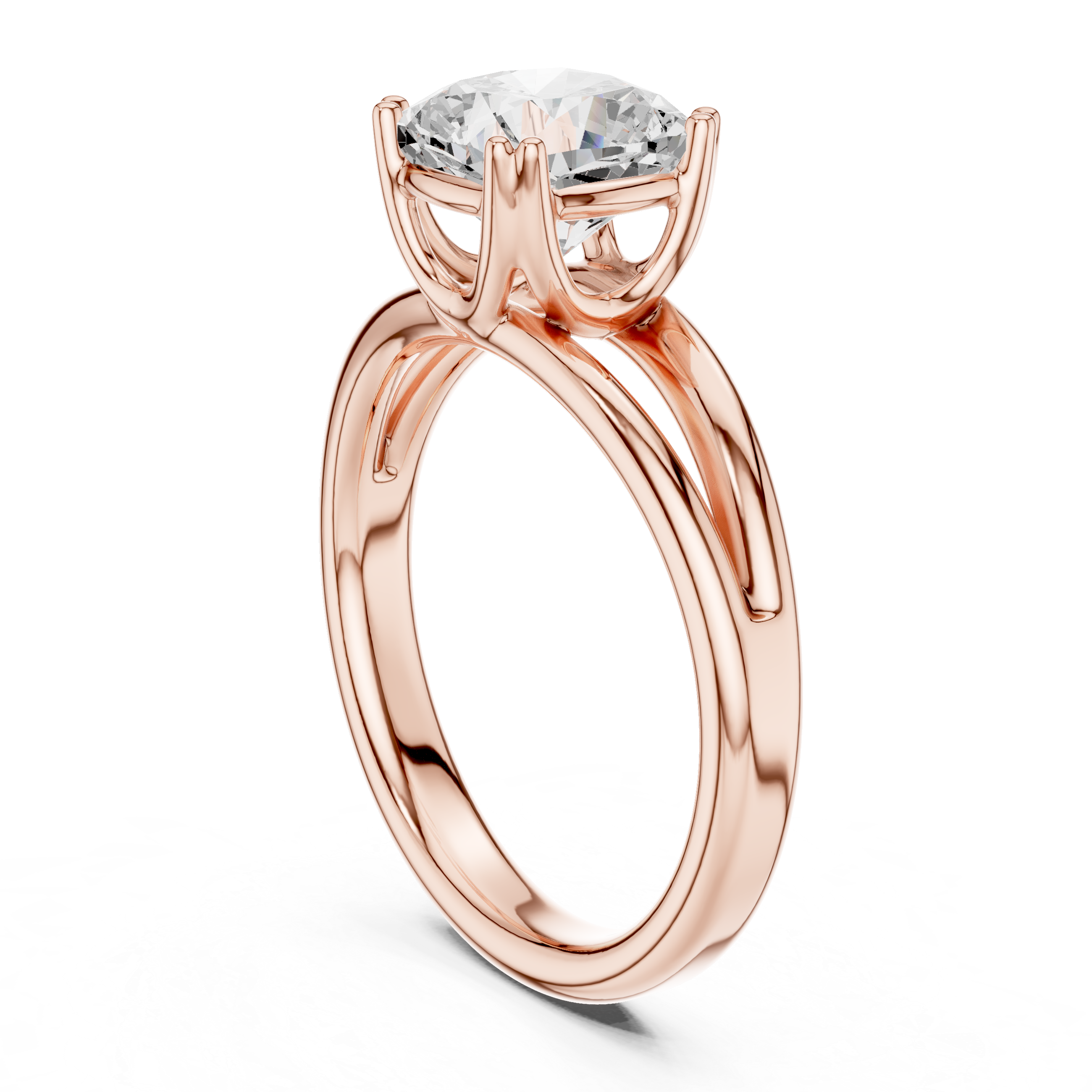 Cushion Cut Solitaire Engagement Ring with Split Shank Plain Band
