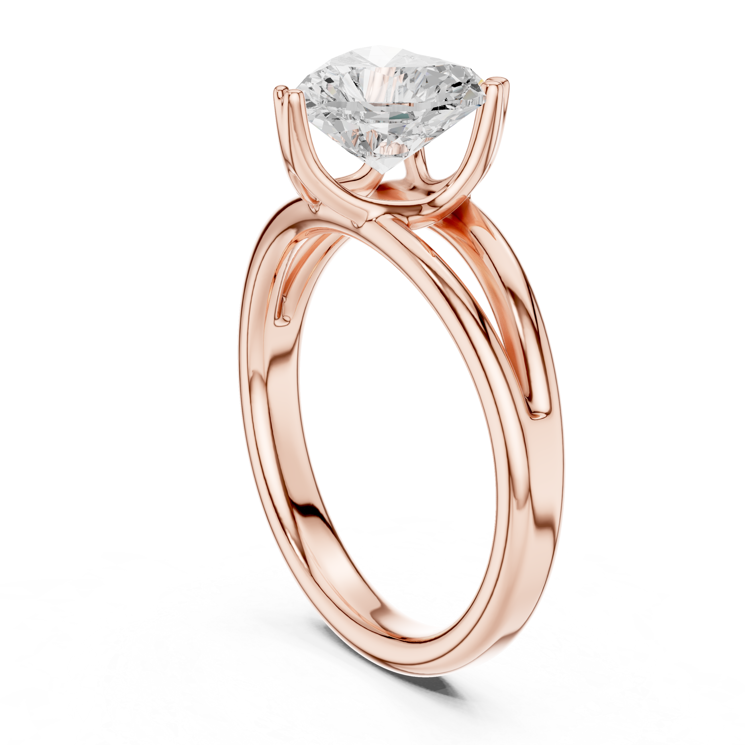 Heart Cut Solitaire Engagement Ring with Split Shank Plain Band