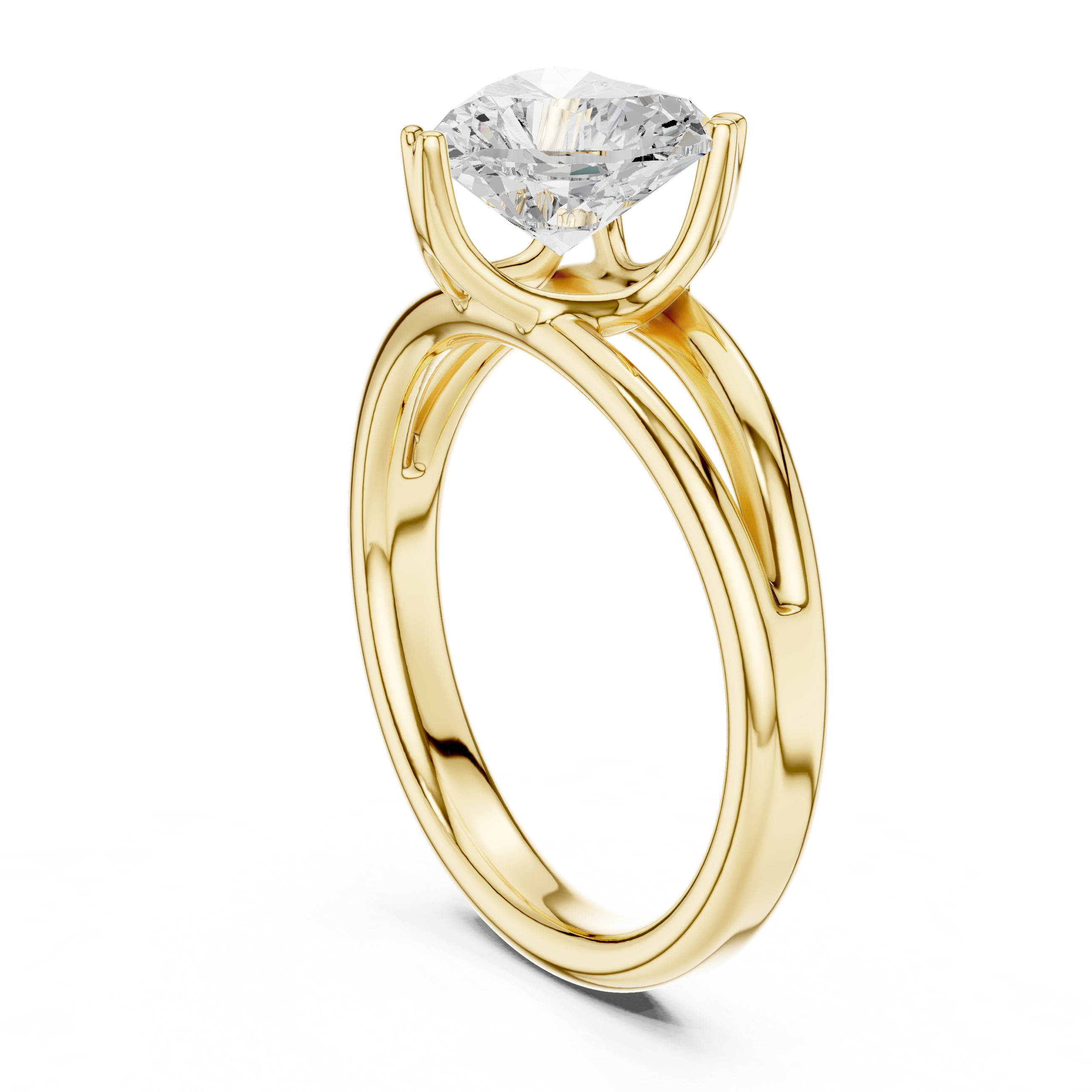 Heart Cut Solitaire Engagement Ring with Split Shank Plain Band