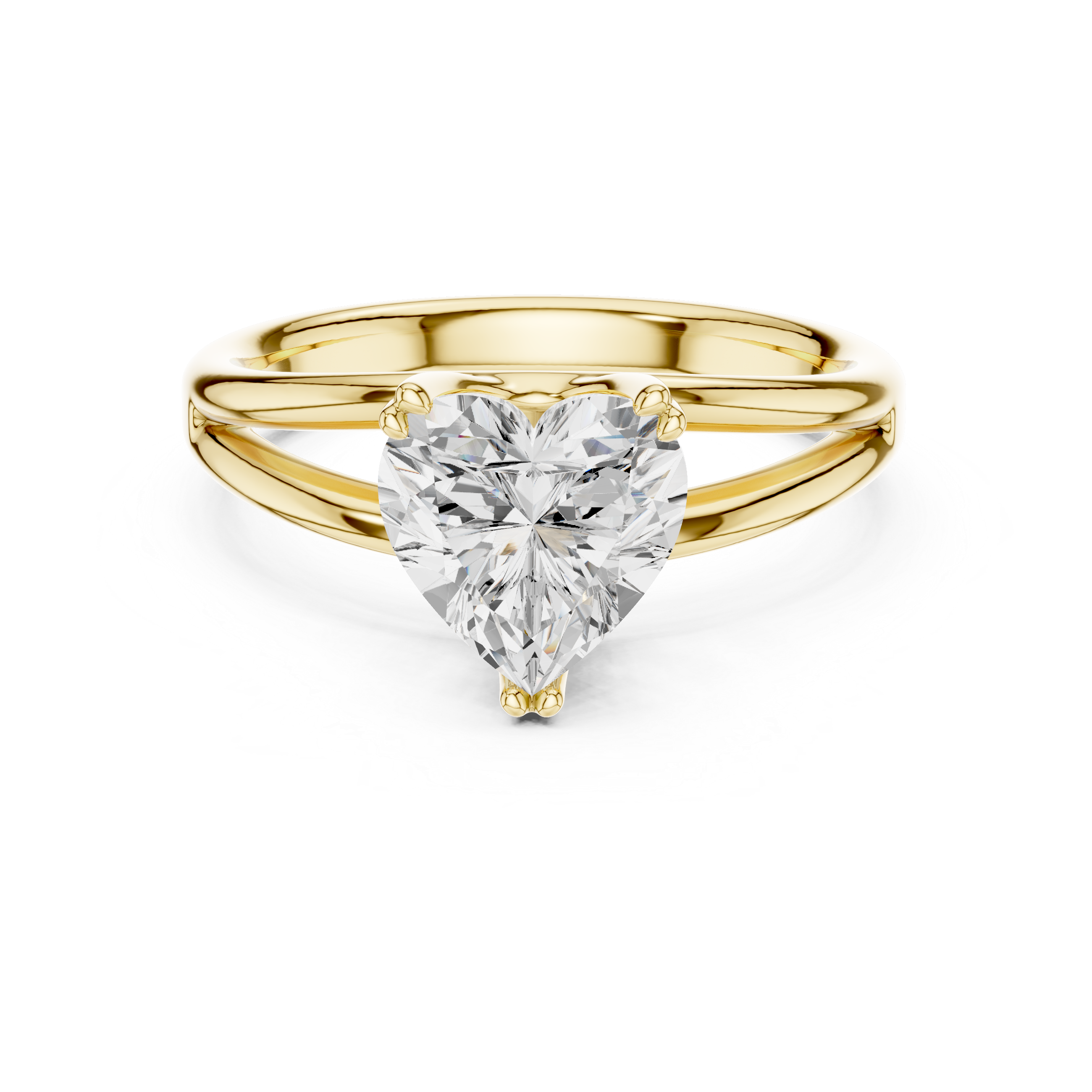 Heart Cut Solitaire Engagement Ring with Split Shank Plain Band