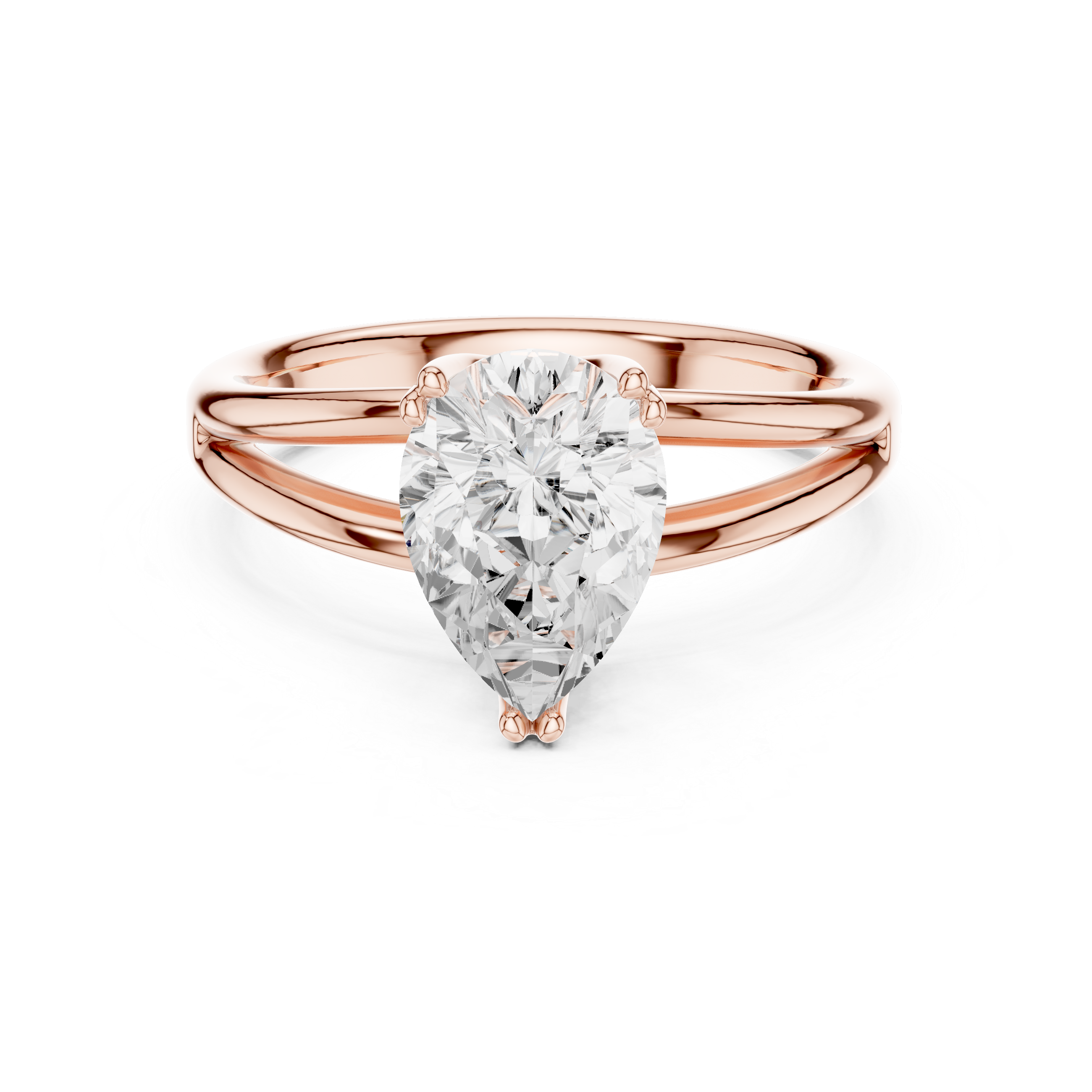 Pear Cut Solitaire Engagement Ring with Split Shank Plain Band