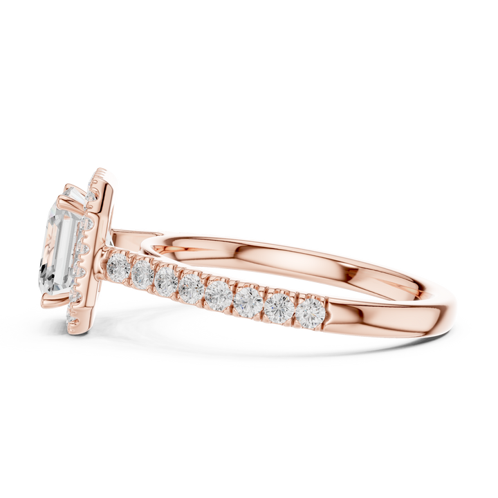 Asscher Cut Halo Engagement Ring with Pavé Diamond Band