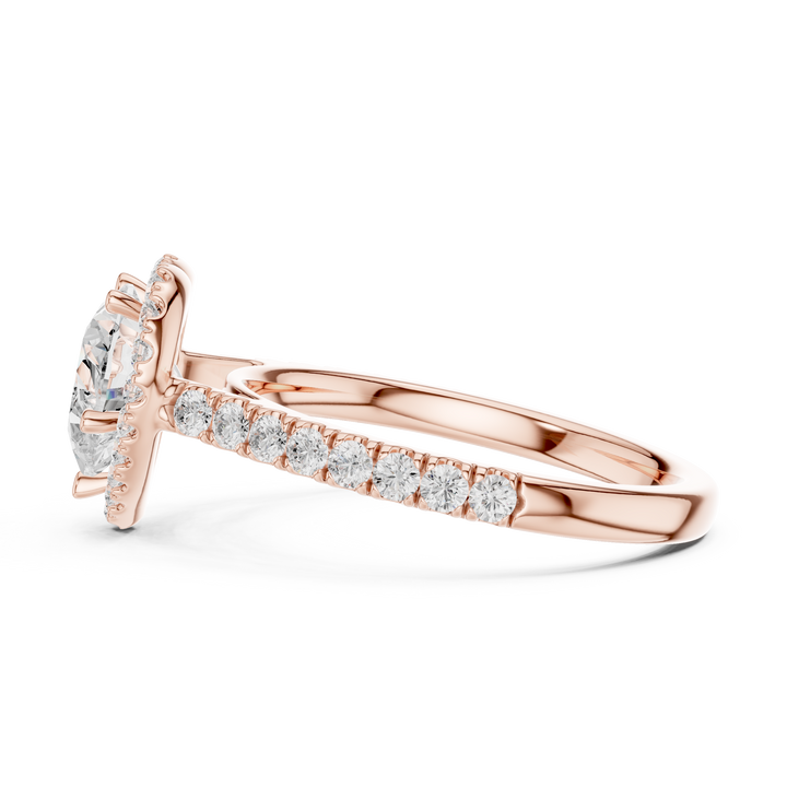 Heart Cut Halo Engagement Ring with Pavé Diamond Band