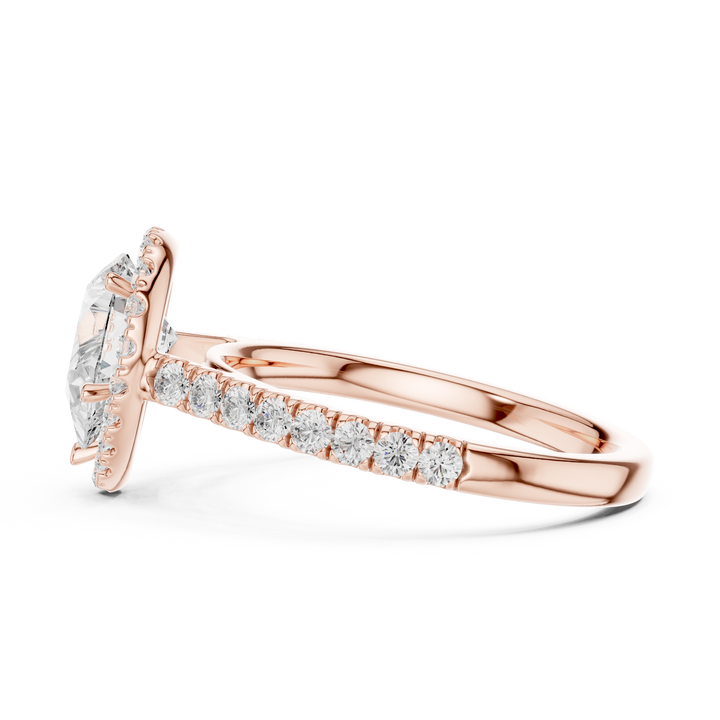 Pear Cut Halo Engagement Ring with Pavé Diamond Band