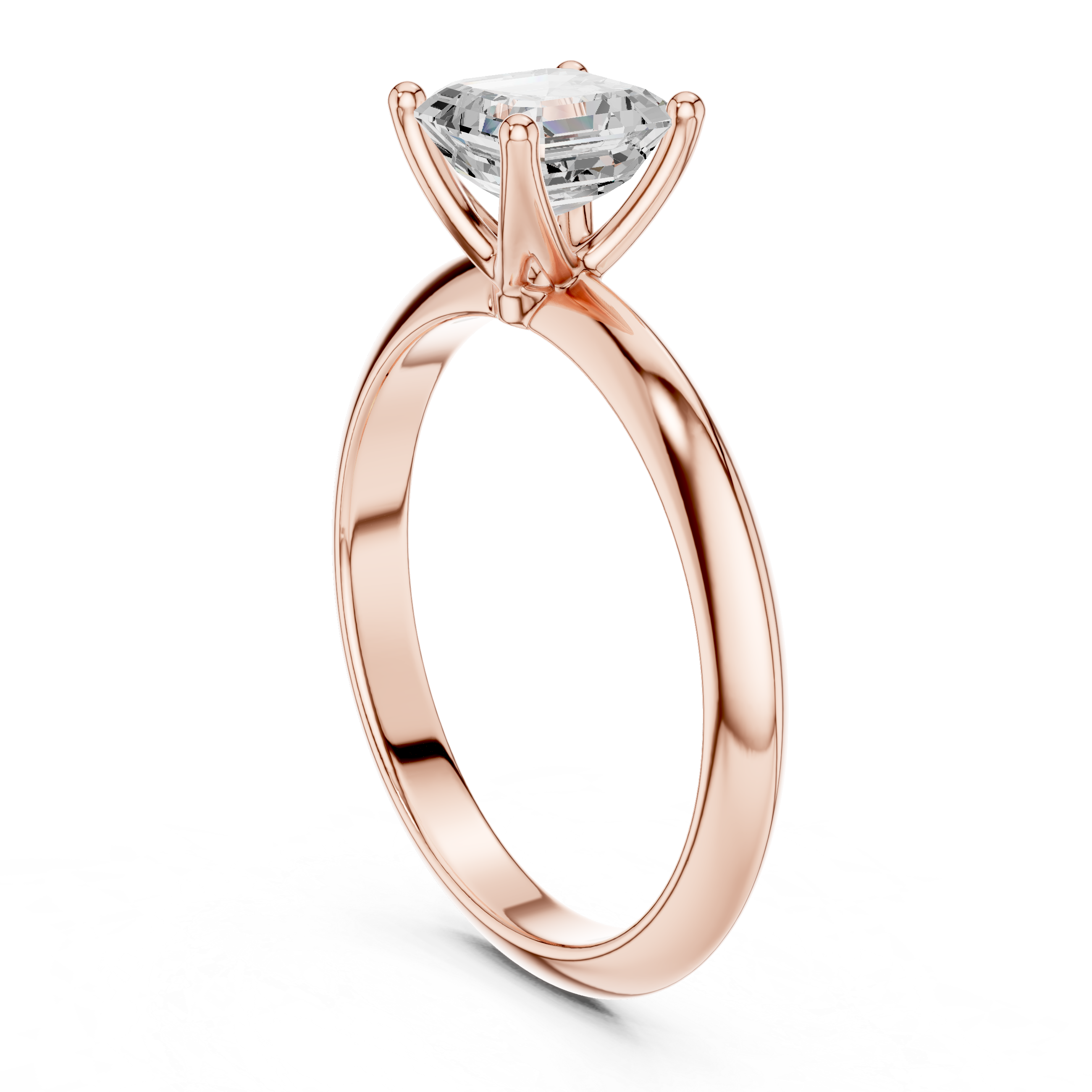 Asscher Cut Solitaire Engagement Ring with Plain Band