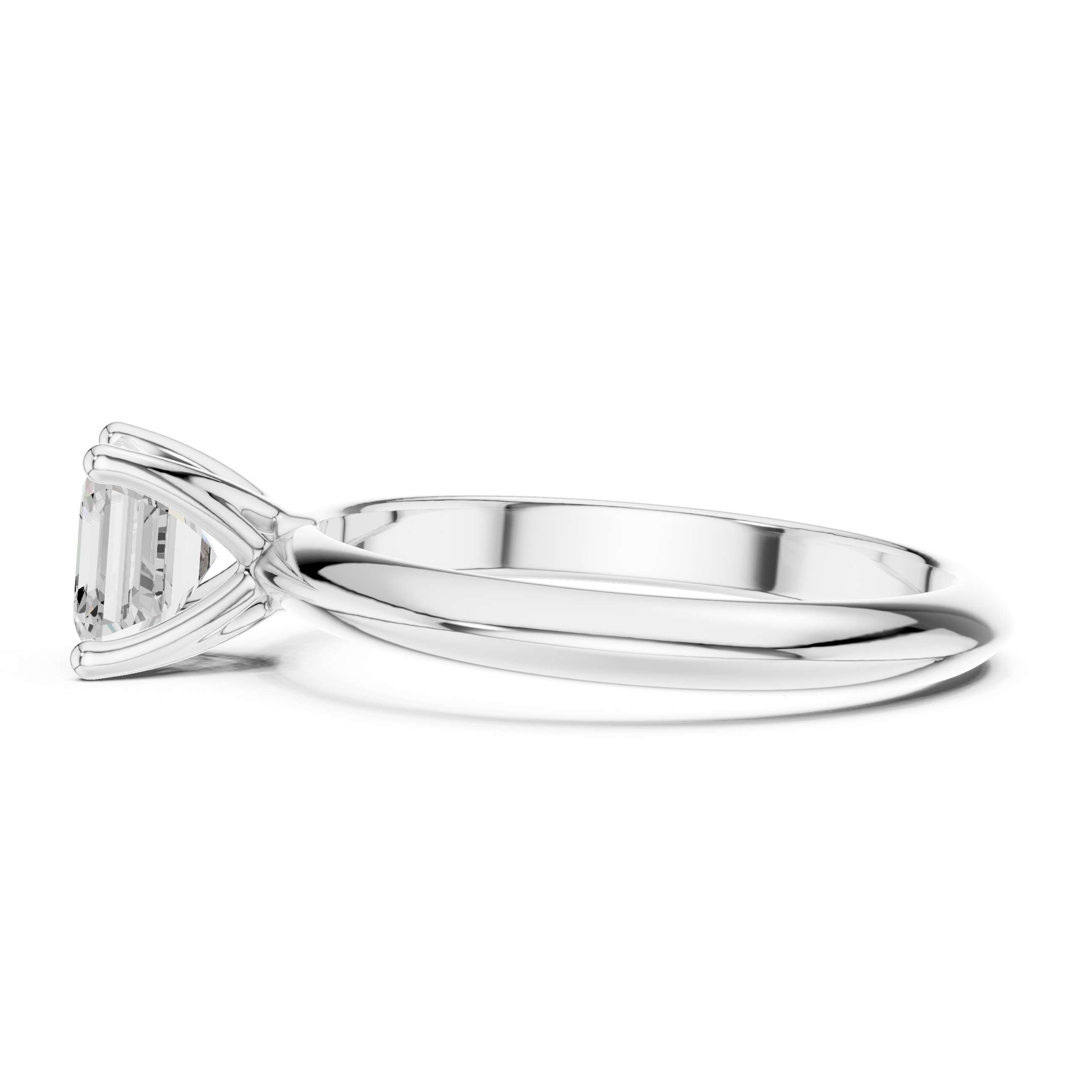 Asscher Cut Solitaire Engagement Ring with Plain Band