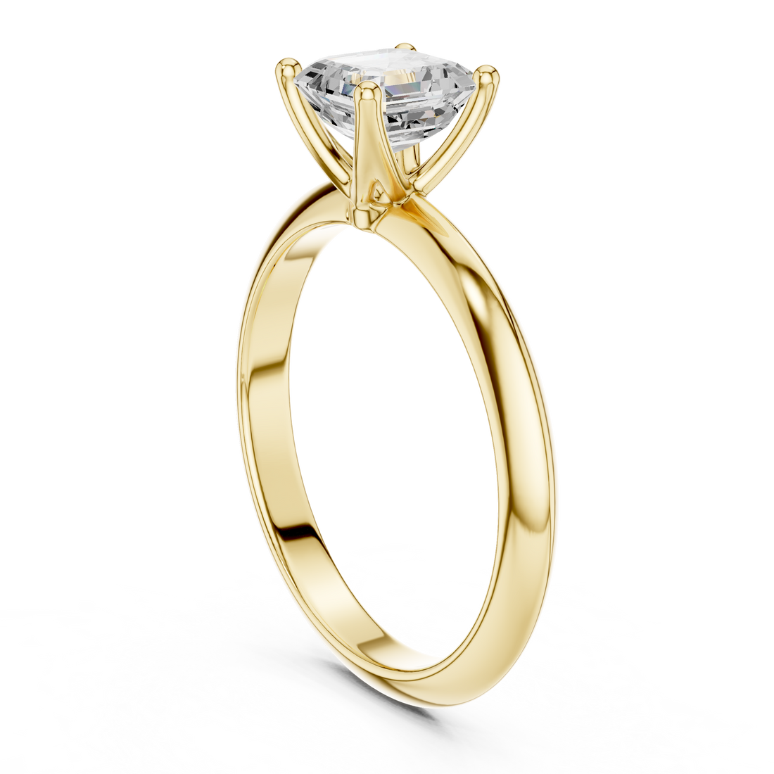 Asscher Cut Solitaire Engagement Ring with Plain Band
