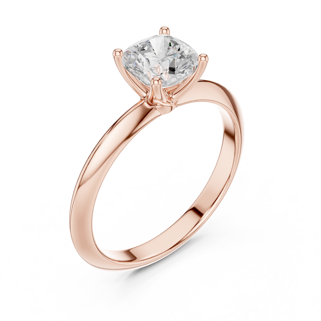 Cushion Cut Solitaire Engagement Ring with Plain Band