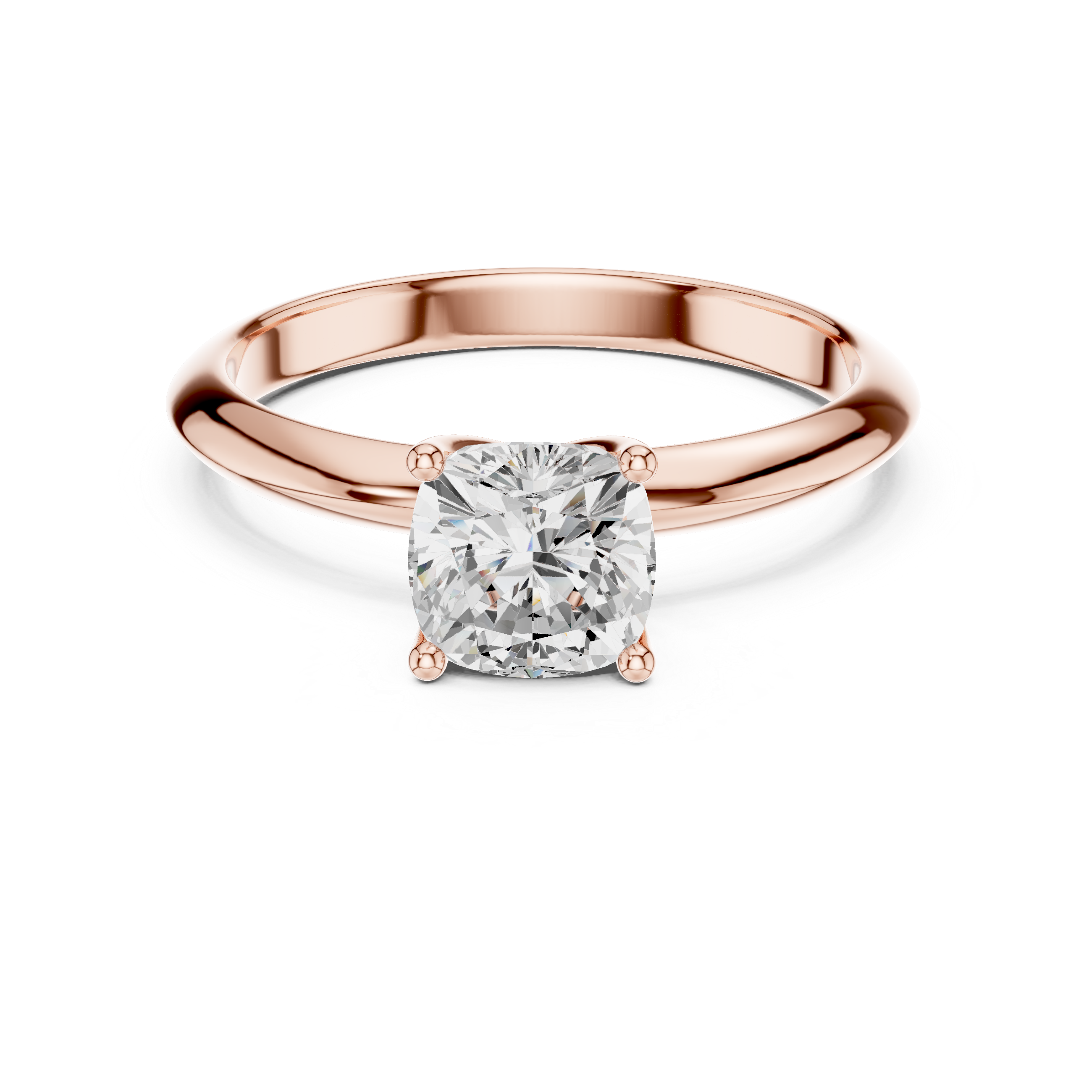 Cushion Cut Solitaire Engagement Ring with Plain Band